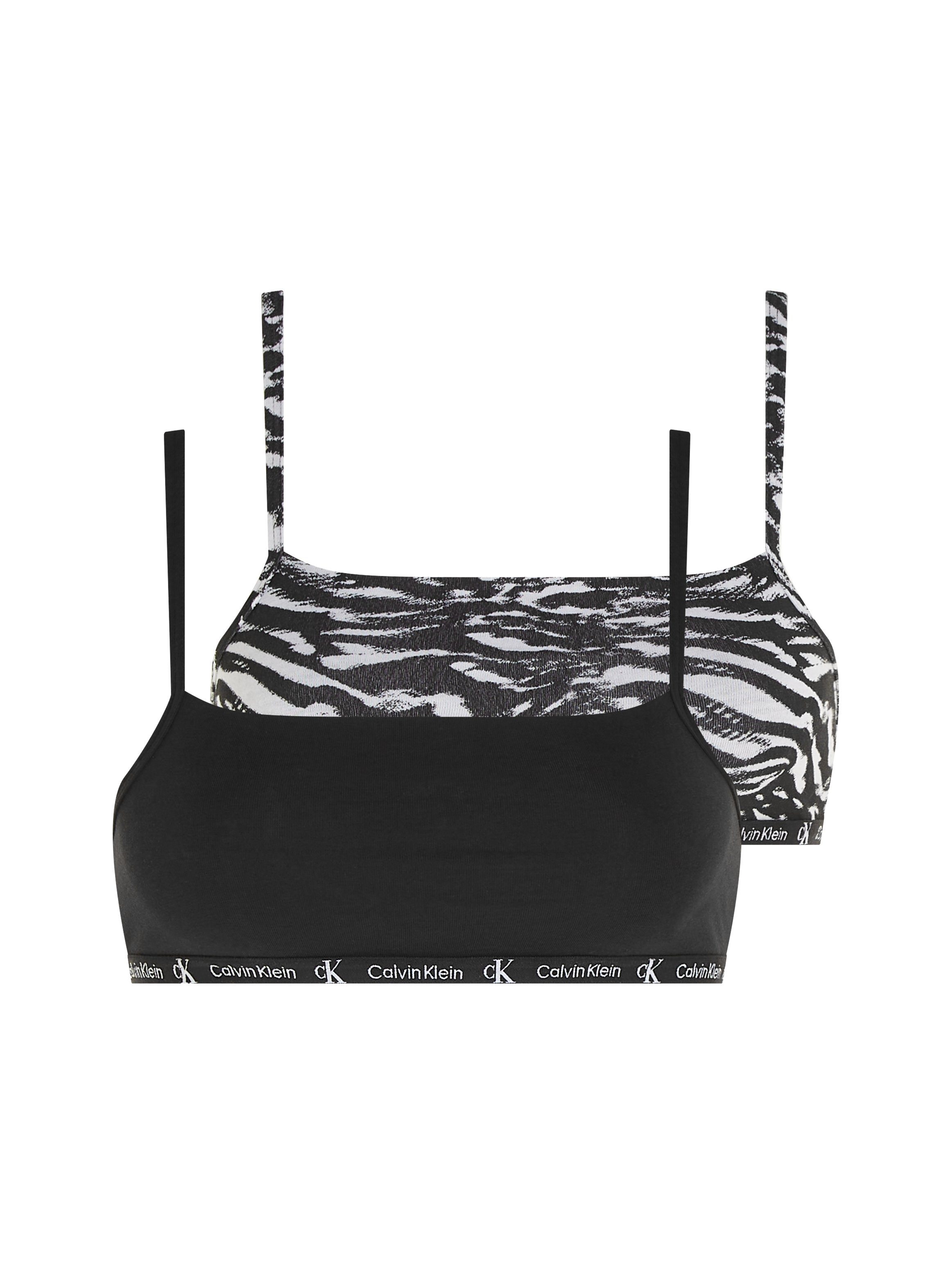 Calvin Klein Underwear Bralette-BH UNLINED BRALETTE 2PK (Packung, 2-tlg., 2er-Pack) mit klassischem CK-Logobündchen BLACK/TIGER-PRINT