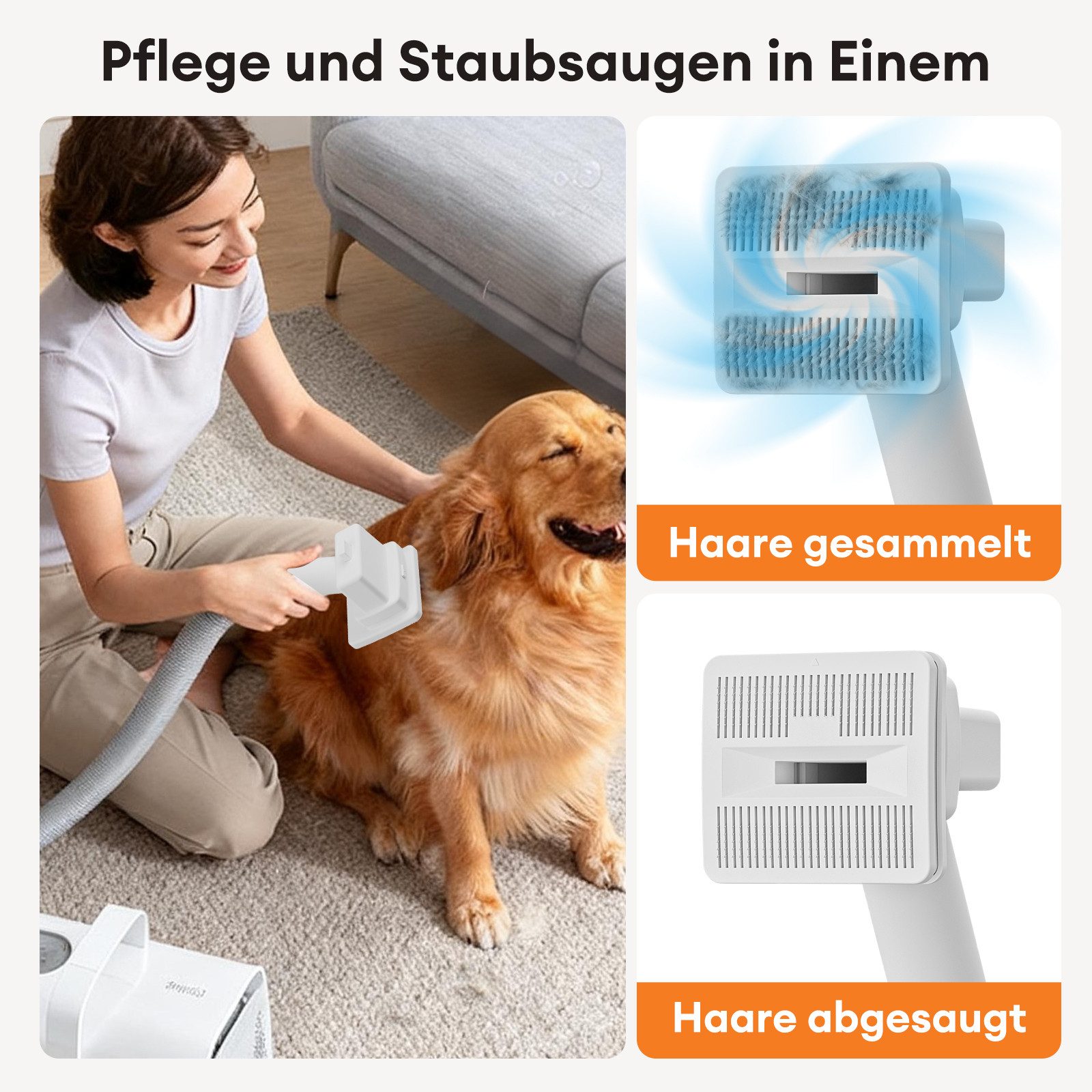 CkeyiN Hundeschermaschine mit 11kpa-Staubsauger Tierhaargebläse 8-in-1 Profi Haustierpflegeset, Entwirrungskamm Abnehmbare Hundehaarschneidemaschine 6 Grenzkämmen