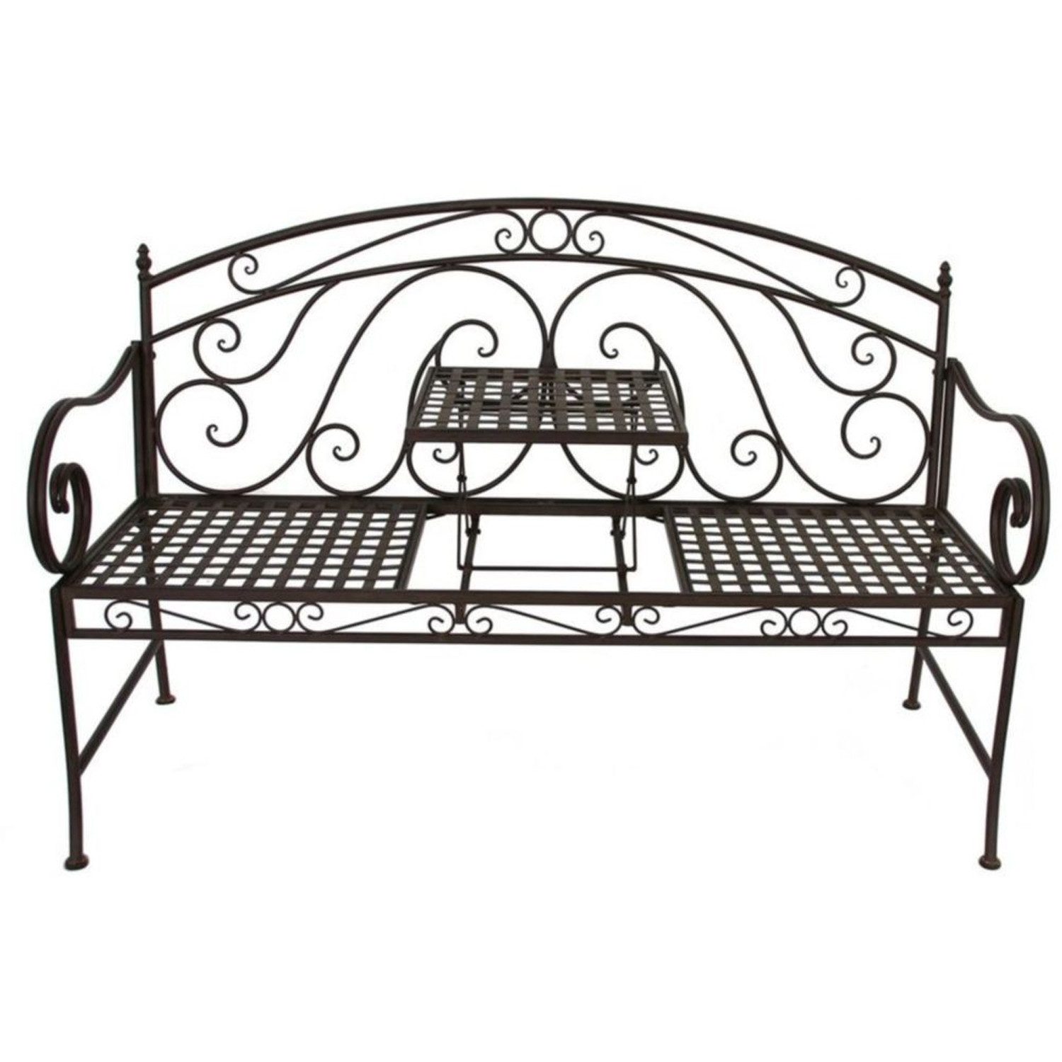 Gartenbank Bank SAKET schwarz 950487 mit hochklappbarem Tisch