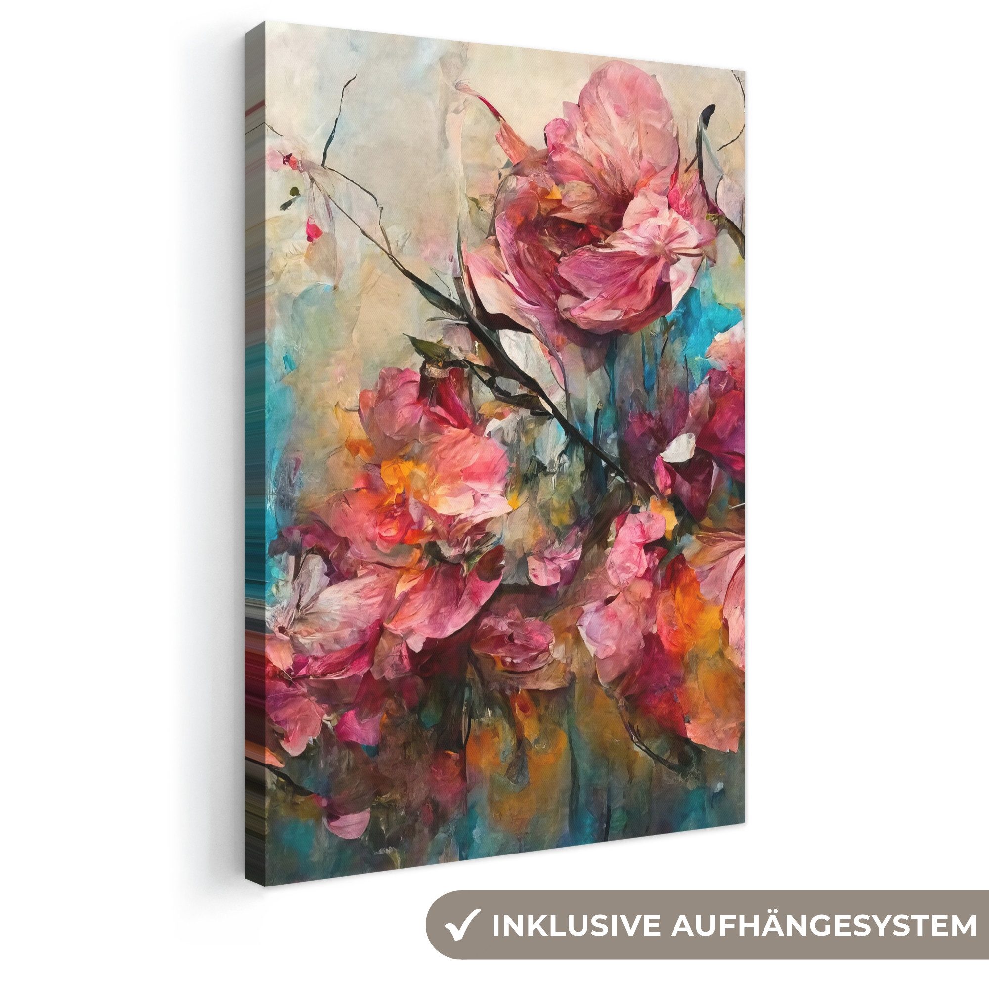 OneMillionCanvasses® Leinwandbild Kunst - Blumen - Rosa - Rosen - Natur, Fotodruck (1 St), Leinwand Canvas Wandbild, Wanddekoration 20x30 cm