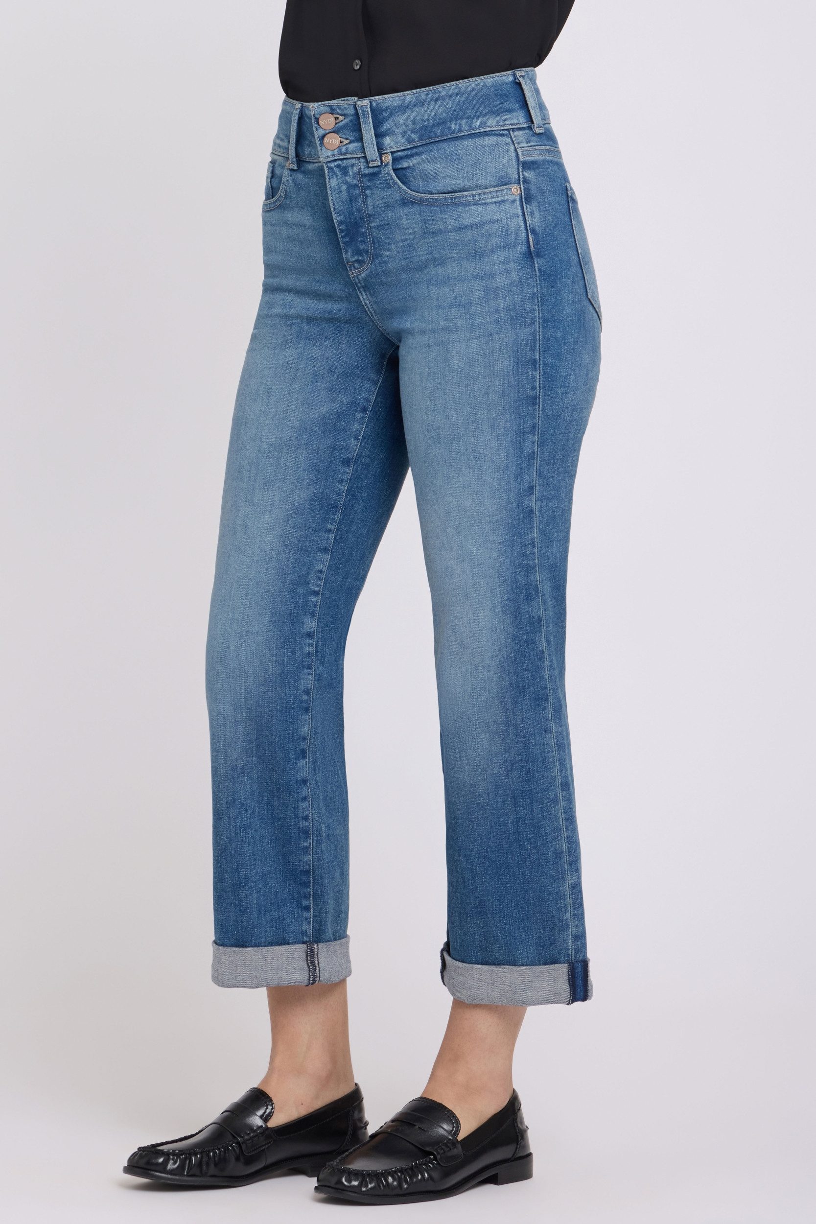 NYDJ Straight-Jeans Bailey Relaxed Straight Crop Jeans in Re-New Denim mit High Rise
