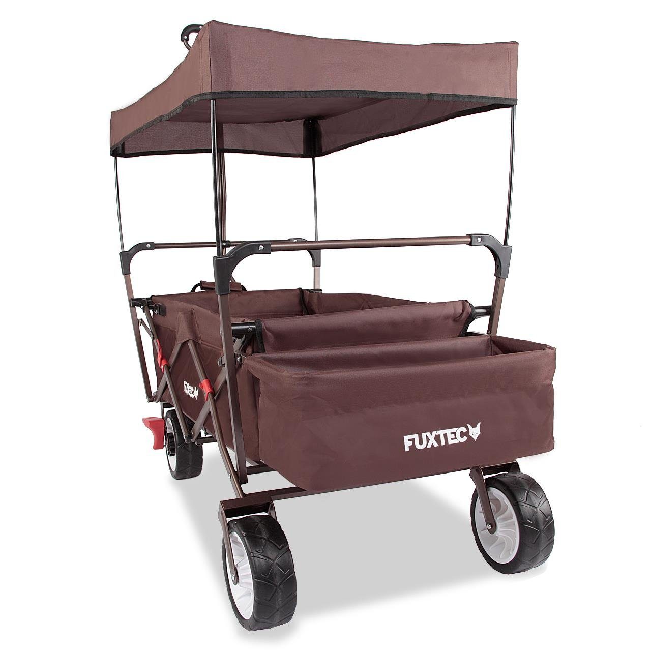 FUXTEC Bollerwagen FX-CT350, inkl. Sonnen-/Regendach, 75 kg Belastbarkeit, faltbar, kippsicher