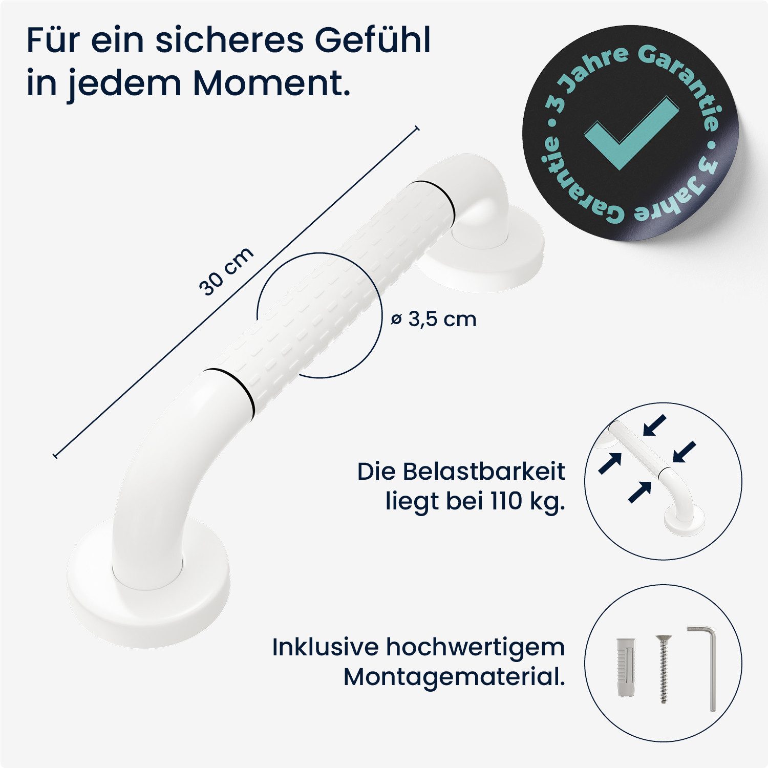 flexilife Haltegriff Wandgriff für Senioren stabiler Badewannengriff Haltegriff Duschgriff