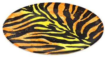 Lashuma Servierteller Tiger, Keramik, Flache Obstplatte handgemacht, Essteller rund