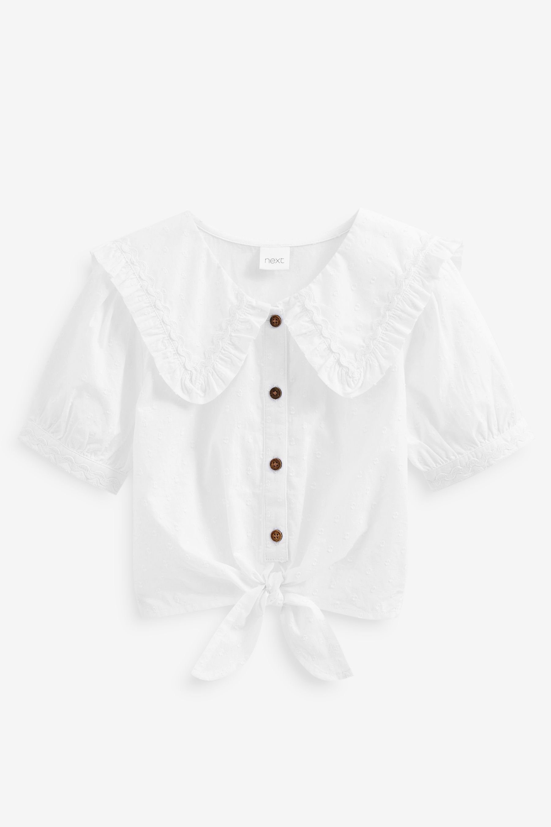 Next Blusentop Bluse mit Puffärmeln und Bindeschleife (1-tlg) White