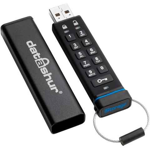 iStorage USB-Stick datAshur 256-bit 4GB USB 2.0 USB-Stick (256-Bit AES Verschlüsselung, Ziffernblock zur Code-Eingabe)