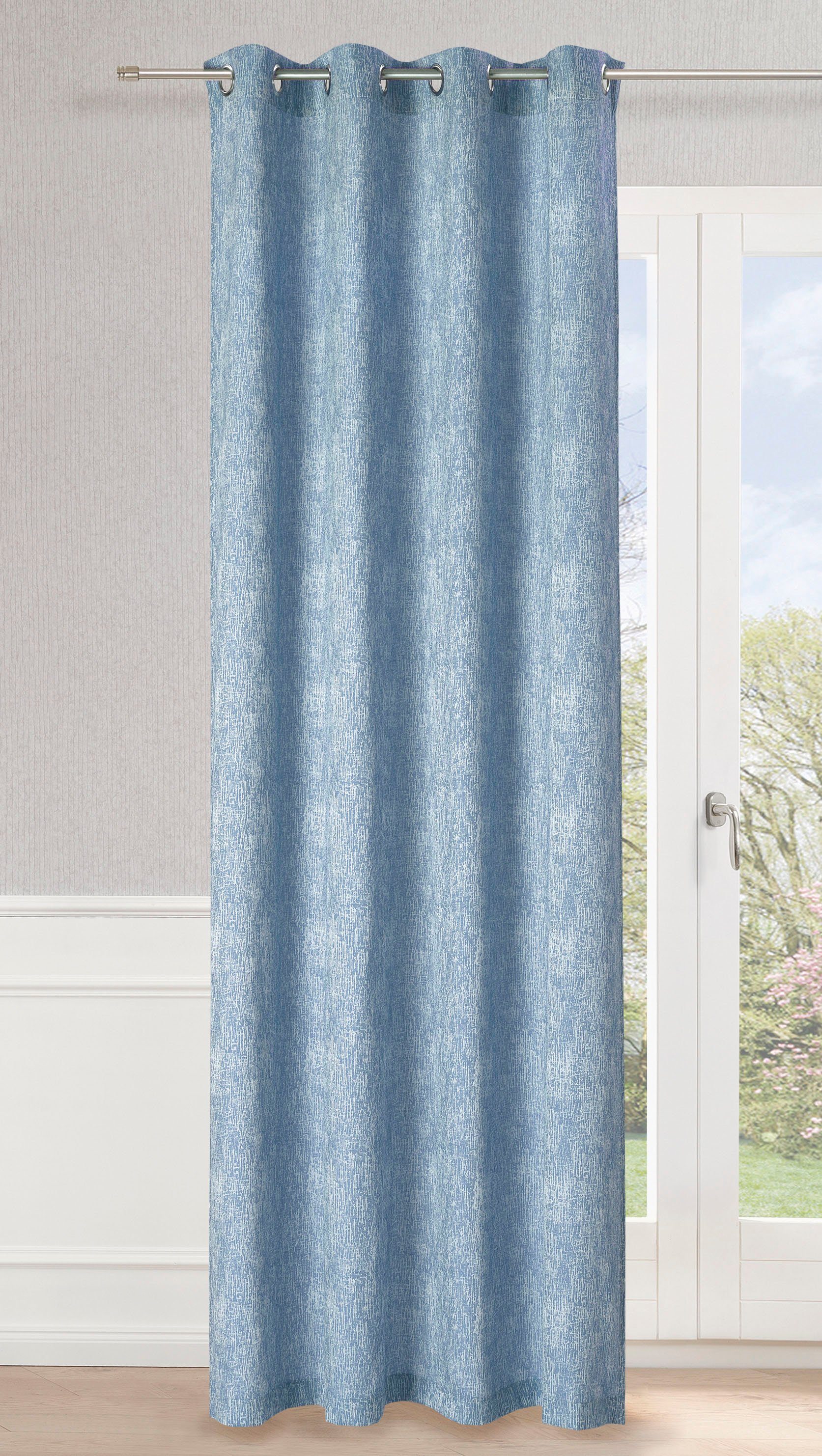 Vorhang Opus, Neutex for you!, Ösen (1 St), blickdicht, Jacquard, Ösenschal mit 8 Metallösen, Breite: 146 cm x Höhe: 245 cm blau