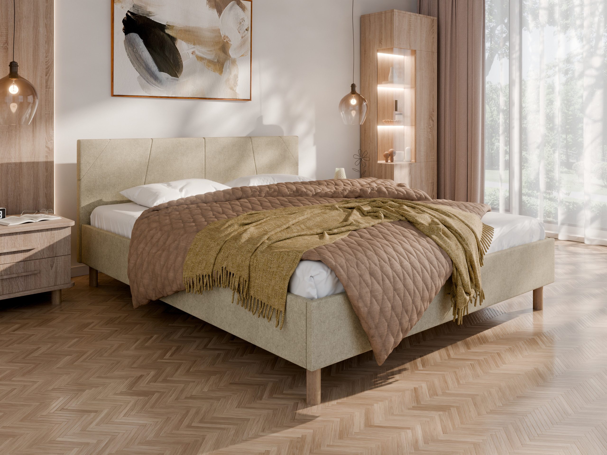 Homesy Polsterbett ALMORE Elegantes Polsterbett für modernen Wohnstil