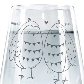 Mr. & Mrs. Panda Glas Eulen Liebe - Transparent - Geschenk, Paar, Spülmaschinenfeste Trinkg, Premium Glas, Hochwertige Gravur