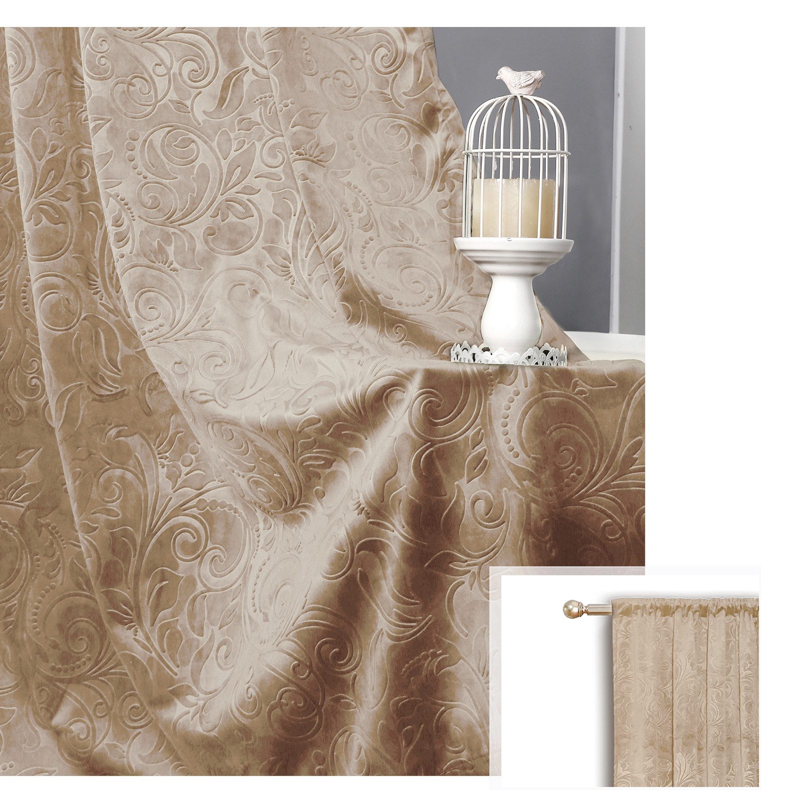 BTTO V&G Verdunkelungsvorhang Vorhänge Luxus Samt Scheibengardine 2 Stück B günstig online kaufen