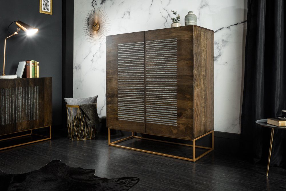 riess-ambiente Highboard ONYX 120cm dunkelbraun / gold (Einzelartikel, 1 St günstig online kaufen