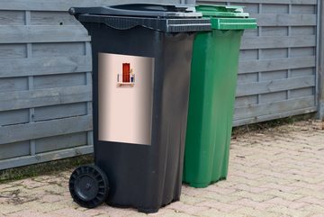 MuchoWow Wandsticker Tür - Rot - Pastell - Architektur (1 St), Mülleimer-aufkleber, Mülltonne, Sticker, Container, Abfalbehälter