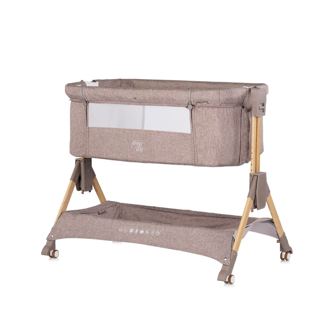Chipolino Komplettbett Beistellbett Sleep´n Fold, Matratze Räder Schwingfunktion Wickelauflage