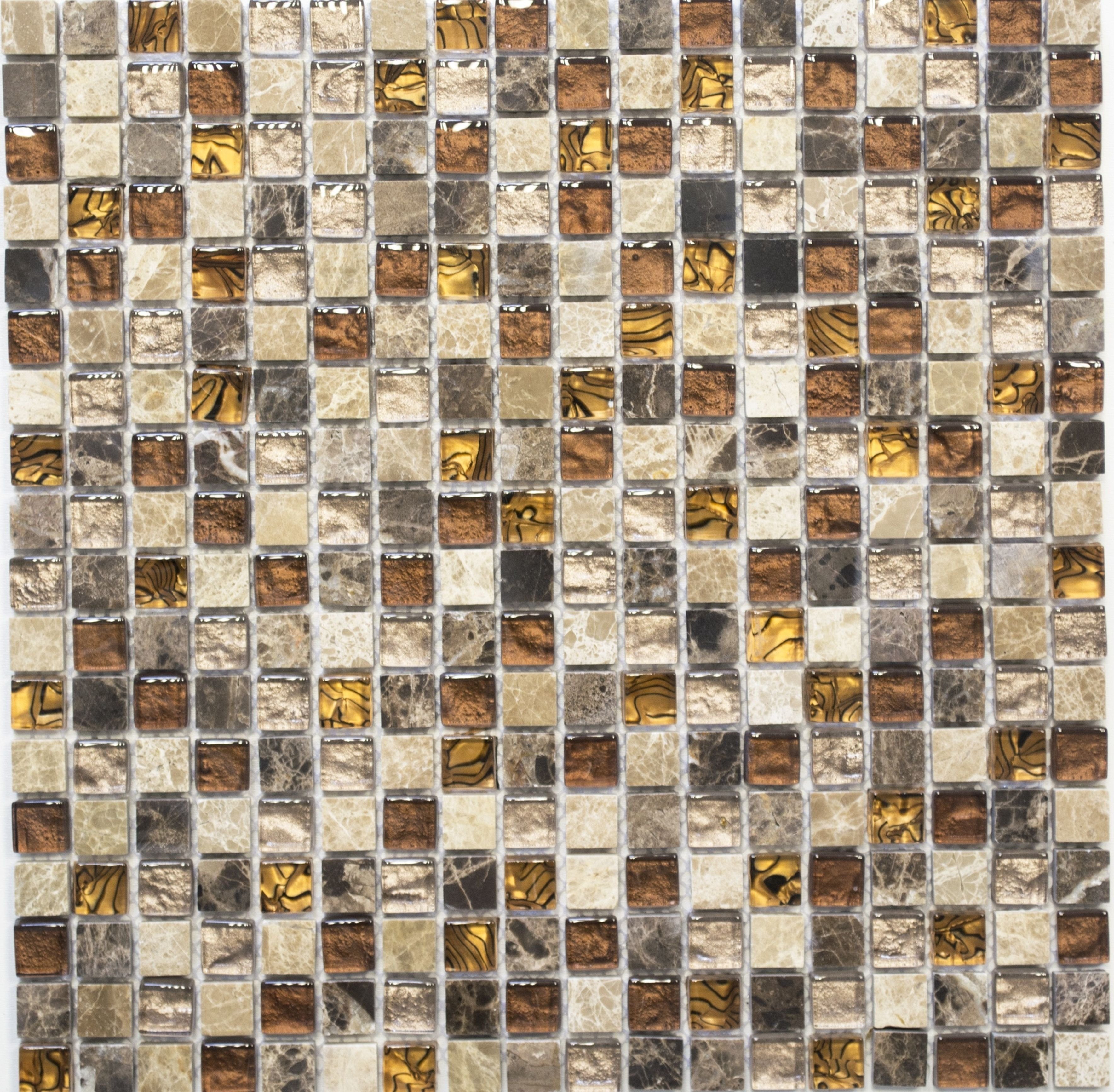 Mosani Mosaikfliesen Glasmosaik Mosaikfliese creme braun Naturstein beige