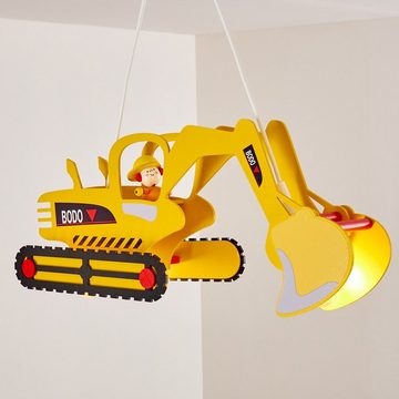 hofstein Pendelleuchte »Ozieri« gelbe Hängelampe aus Holz für das Kinderzimmer, ohne Leuchtmittel, 2xE27, Flugzeug mehrfarbig