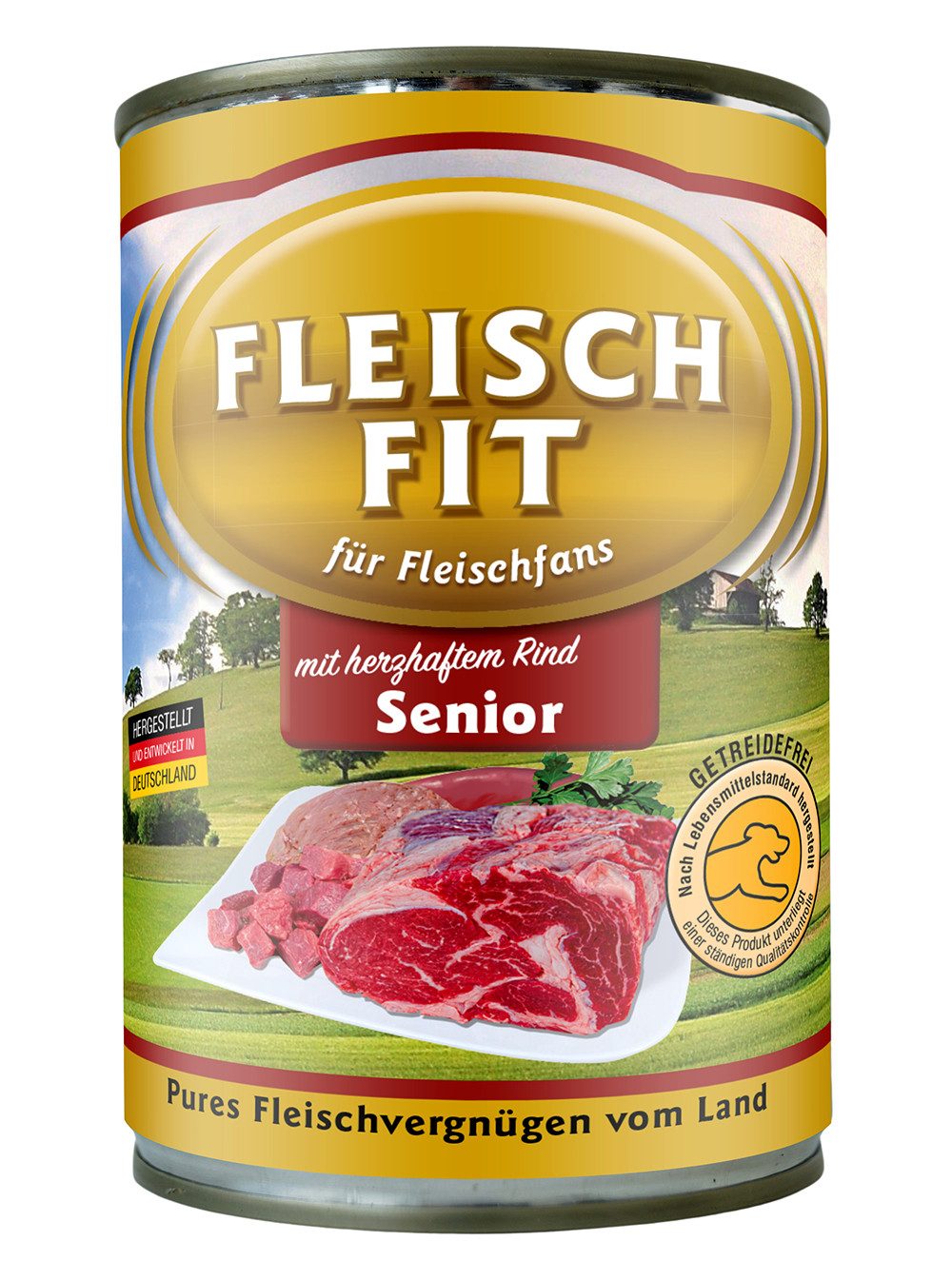 FleischFit FleischFit für Hunde Senior mit herzhaftem Rind 24 x 400 g, Nassfutter für: Hunde