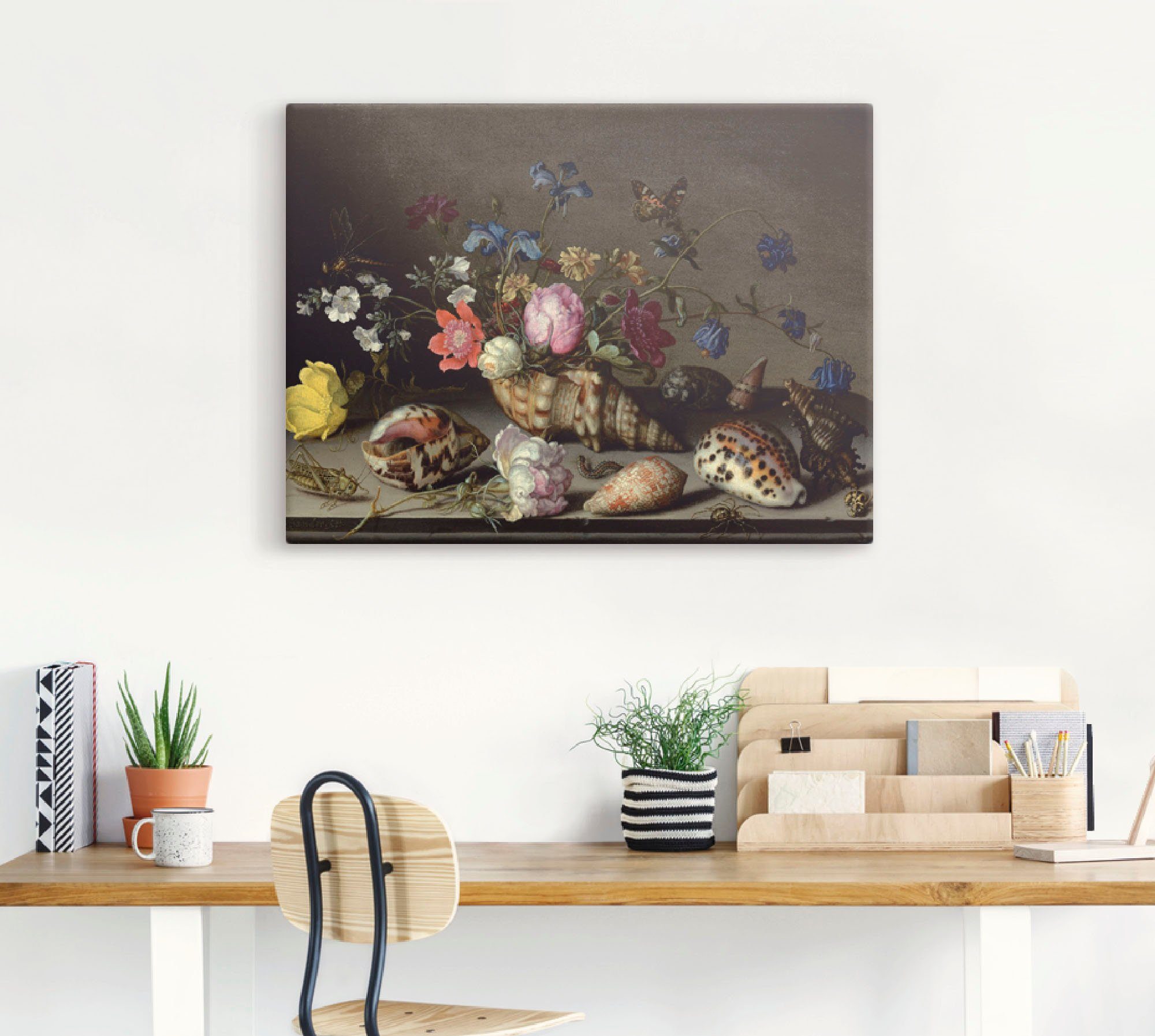oder versch. Wandaufkleber Wandbild Insekten, und Artland (1 Poster als Leinwandbild, in St), Arrangements Muscheln Blumen, Größen