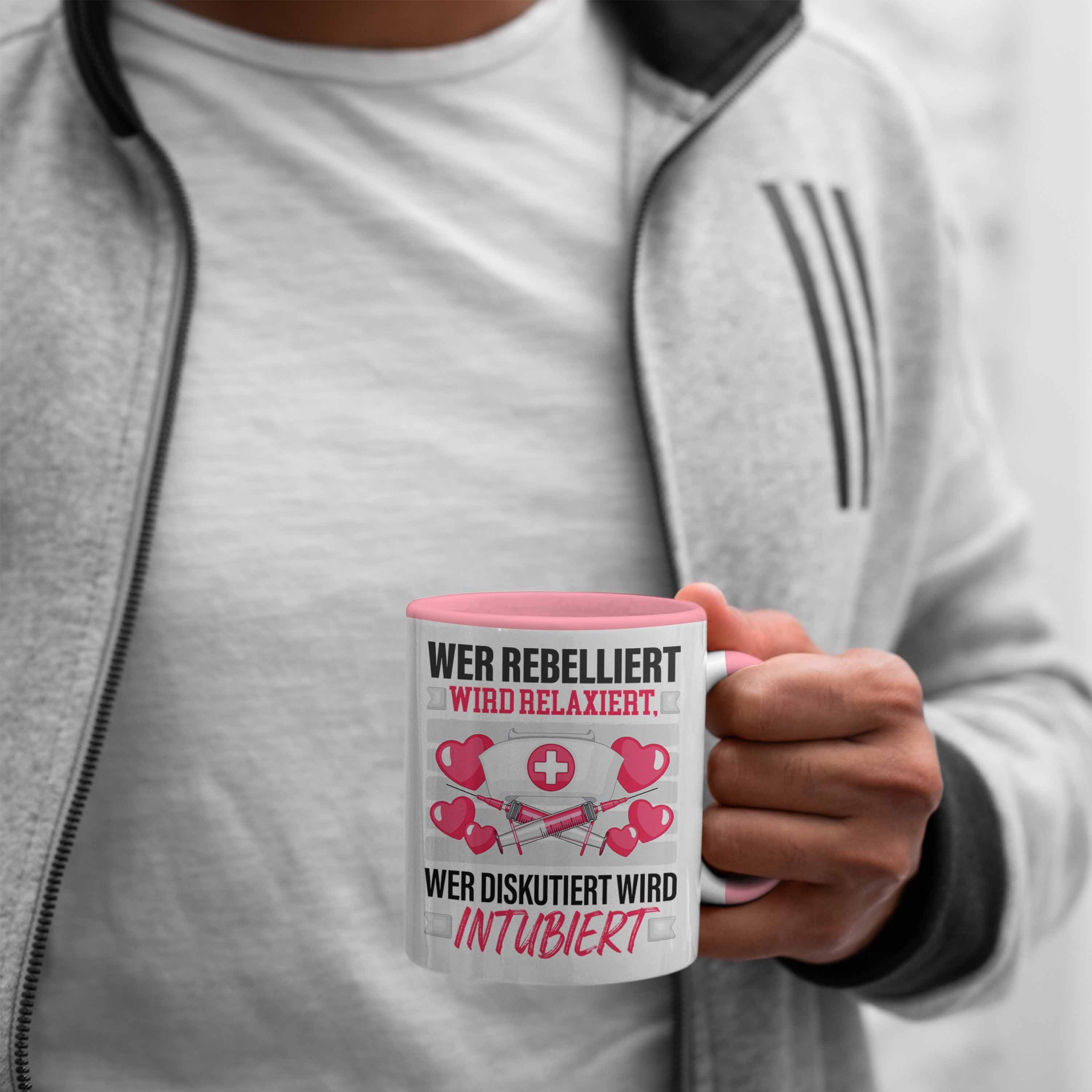 Tasse Wird Krankenschwester Anästhes Trendation Relaxiert Tasse Geschenk Rosa Rebelliert Wer