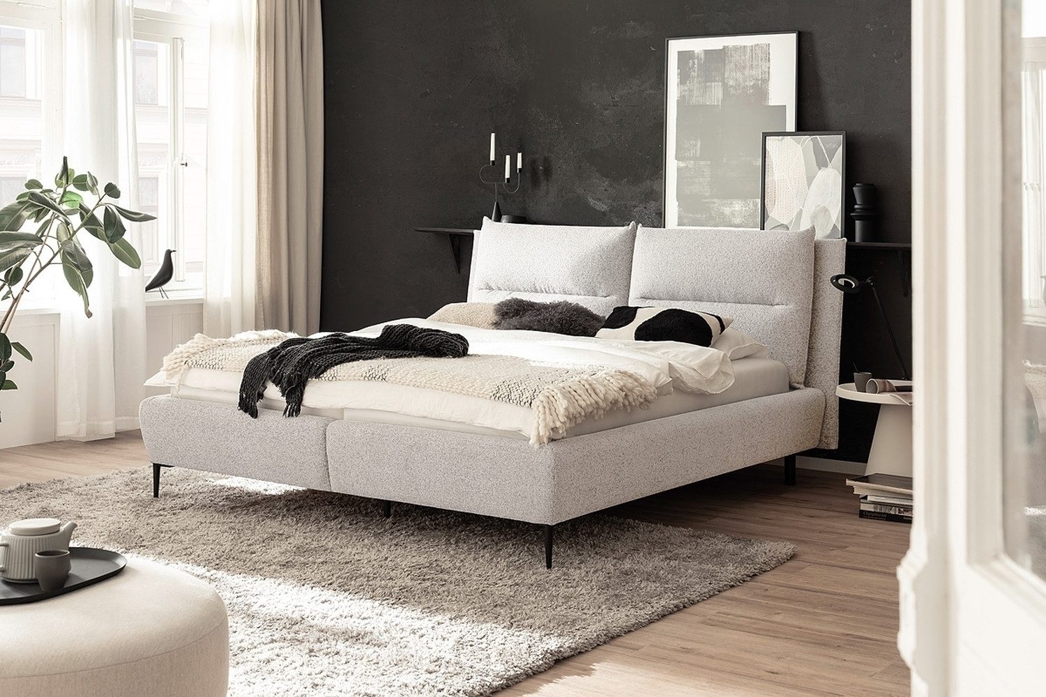 freiraum Stauraumbett Auckland, Liegefläche 140x200 cm, in graubeige - 170x116x242 (BxHxT)