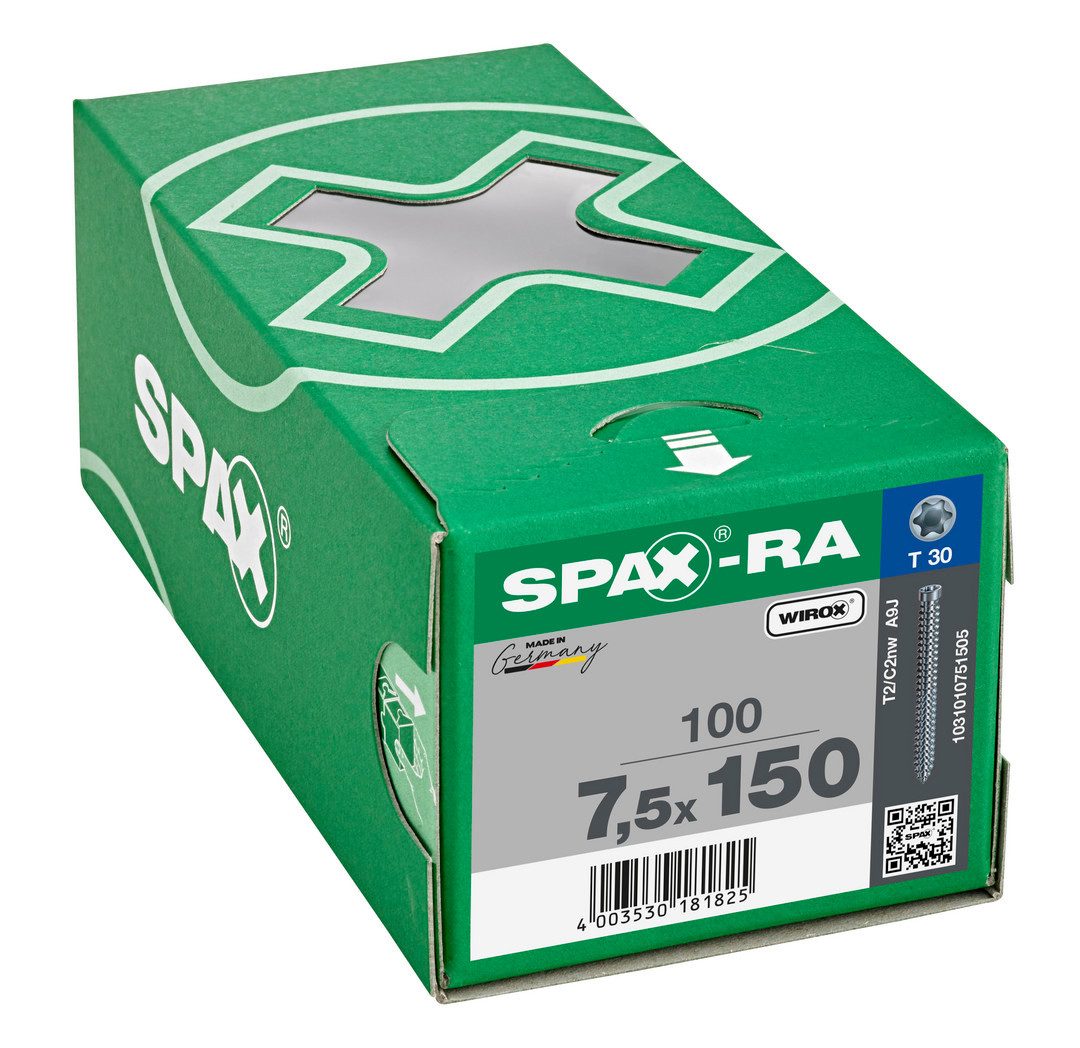 SPAX Schraube Schraube, Zylinderkopf, WIROX, TORX TX 30, Vollgewinde, (100 St)