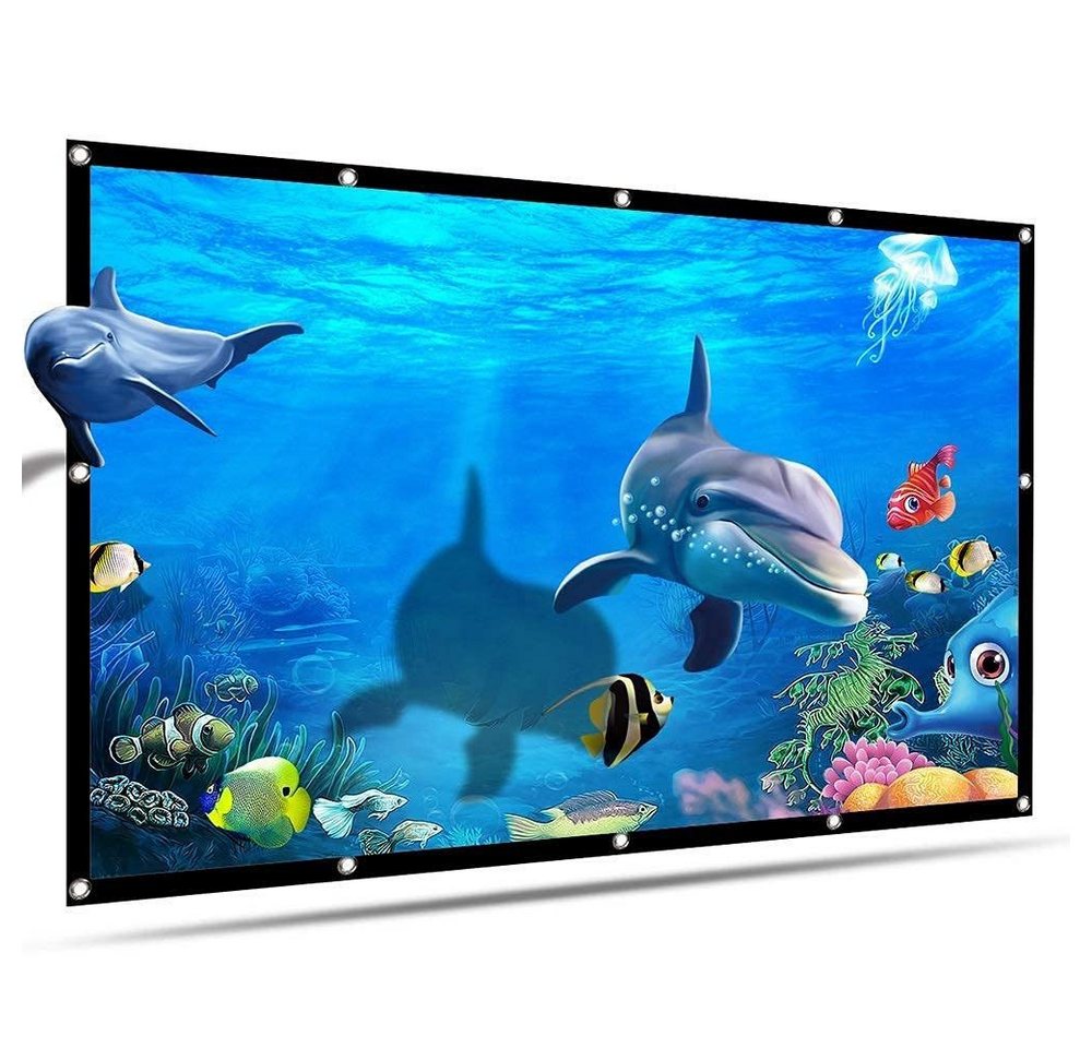 AURIVION 120 Zoll Projektionsleinwand faltbar 16:9 für Outdoor & Heimkino Rolloleinwand (HD Leinwand knitterfrei, tragbar und einfach aufzubauen)
