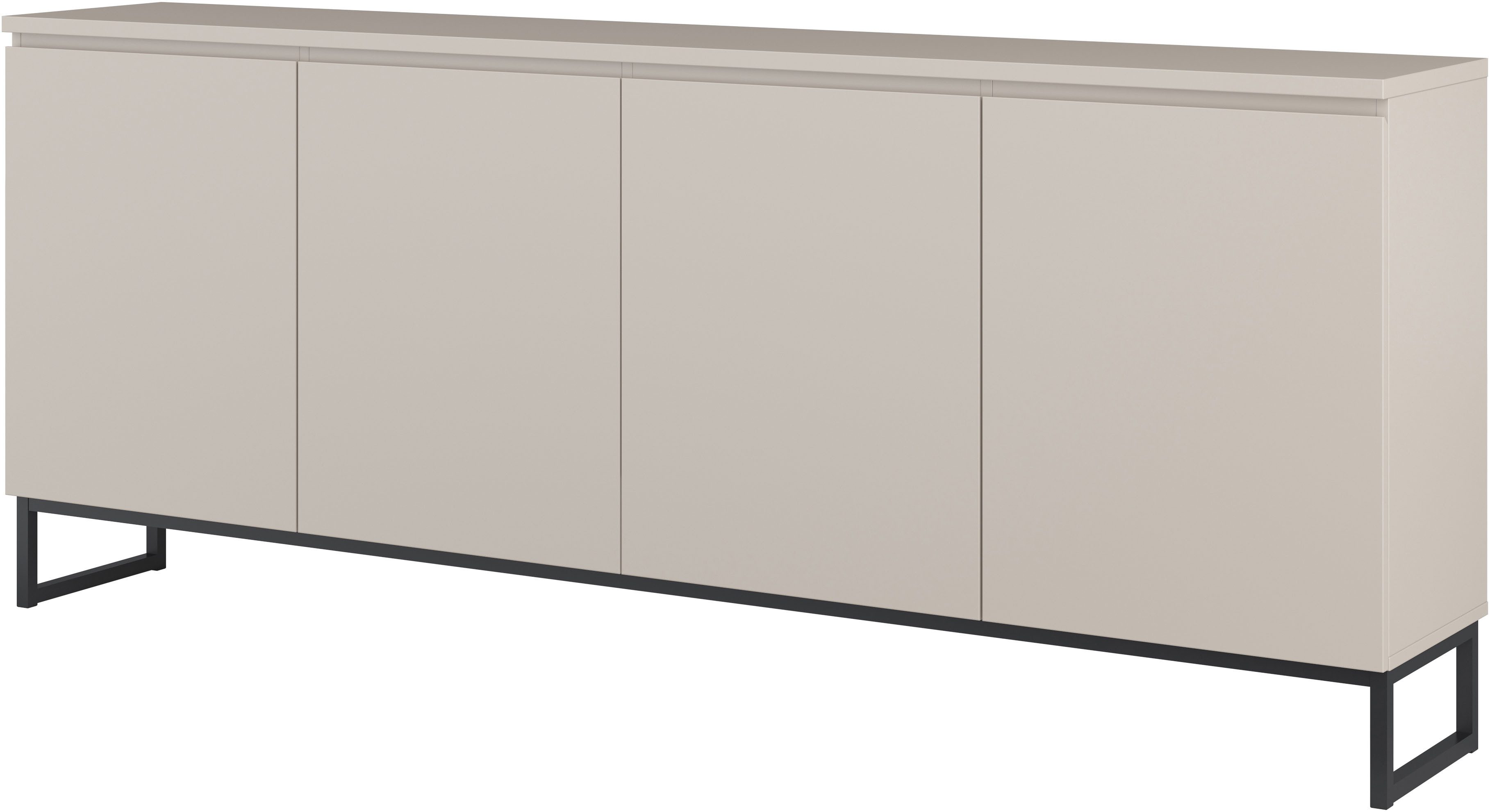 OTTO home Sideboard Modo II, Breite 200 cm, moderne grifflose Kommode 4Türen, Anrichte mit viel Stauraum, Einlegeböden verstellbar, Metallkufen