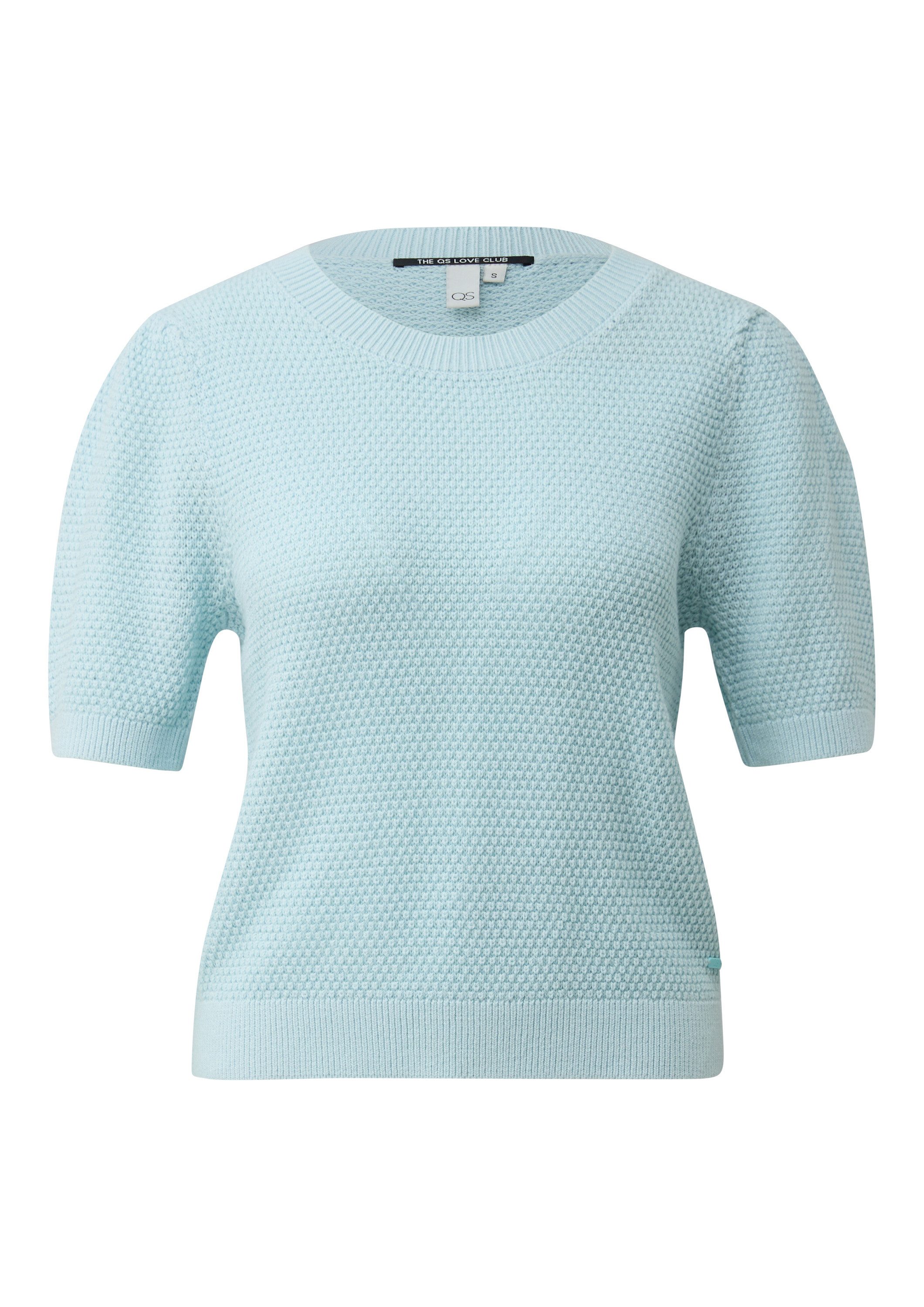 QS Kurzarmpullover Strickpullover Strukturierter Pullover günstig online kaufen