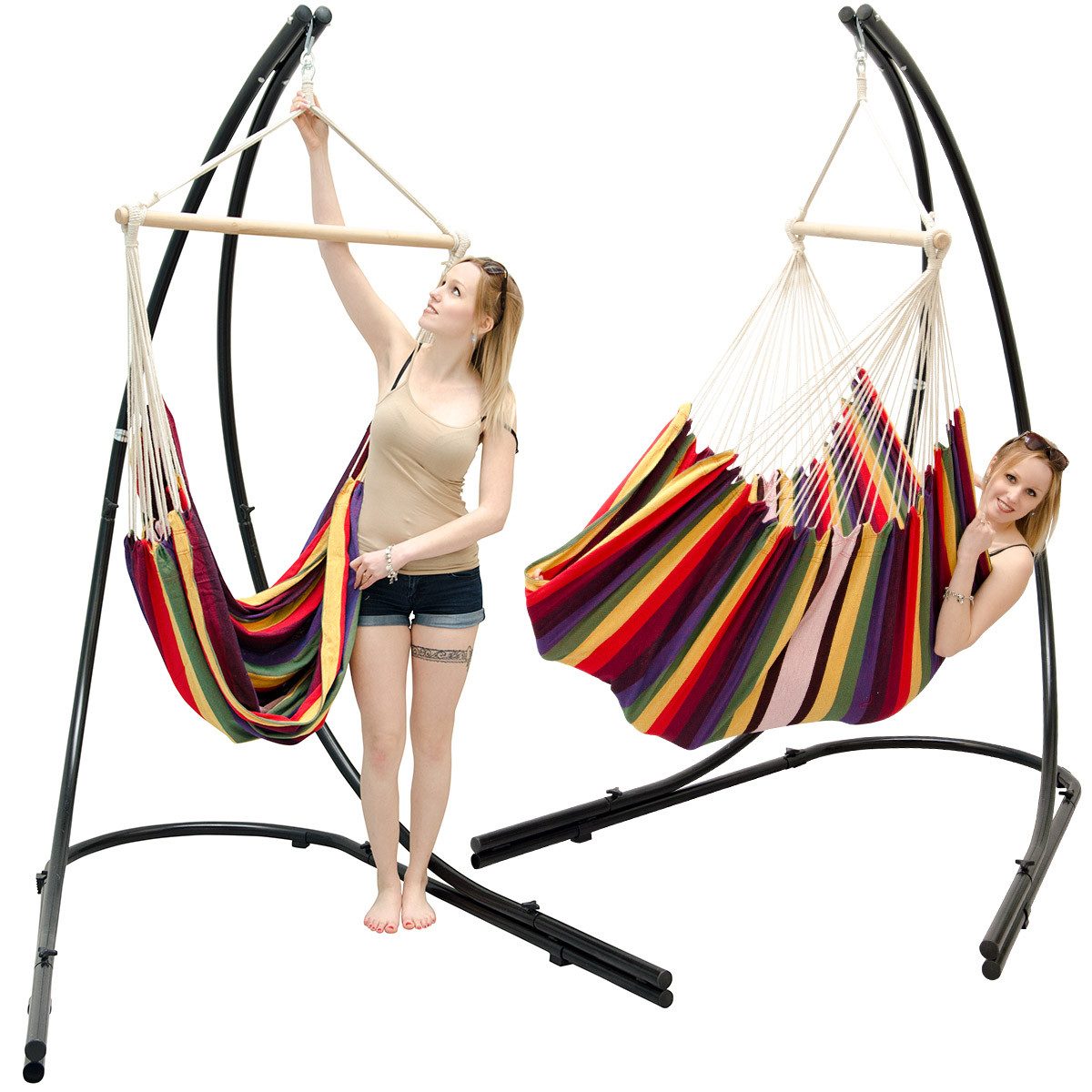 AMANKA Hängestuhl Hängestuhlgestell HSG-153 mit Hängestuhl HMG-40, 185 x 130 cm Hängesitz für Kinder und Erwachsene - 360° Relaxsessel