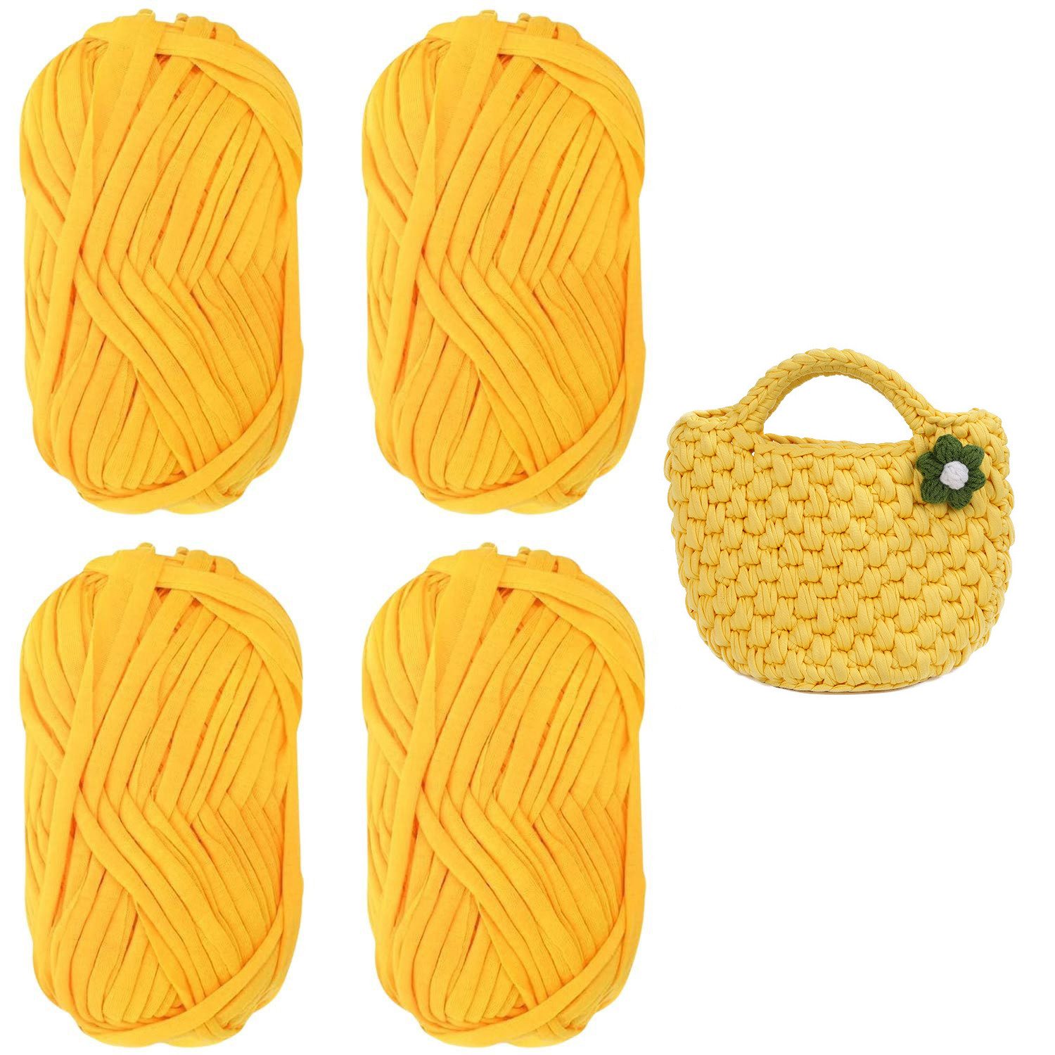 Refttenw T-Shirt-Garn-Set,häkeln Tuch Garn für DIY Stricken,4 Stück 100g Stickgarn