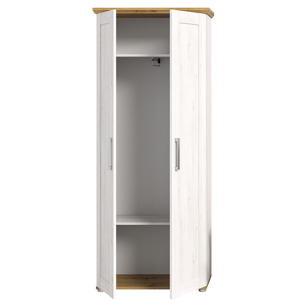 Lomadox Garderobenschrank VISOKO-158 80 cm breit, Lärche & Eiche, Landhaus-Stil