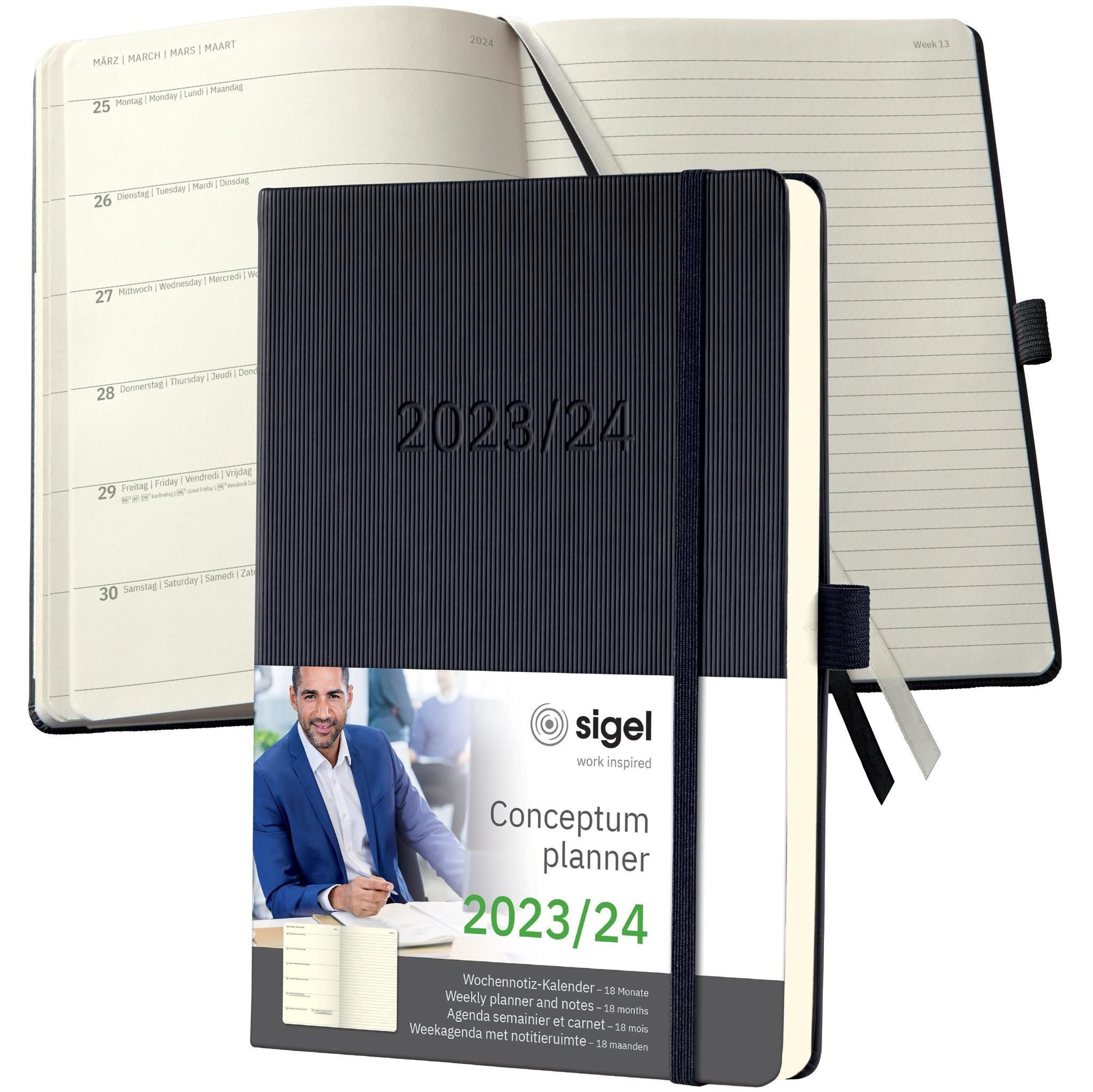 Sigel Buchkalender Sigel Wochennotiz-Kalender Conceptum23/24 18 Mon. Hardcover black
