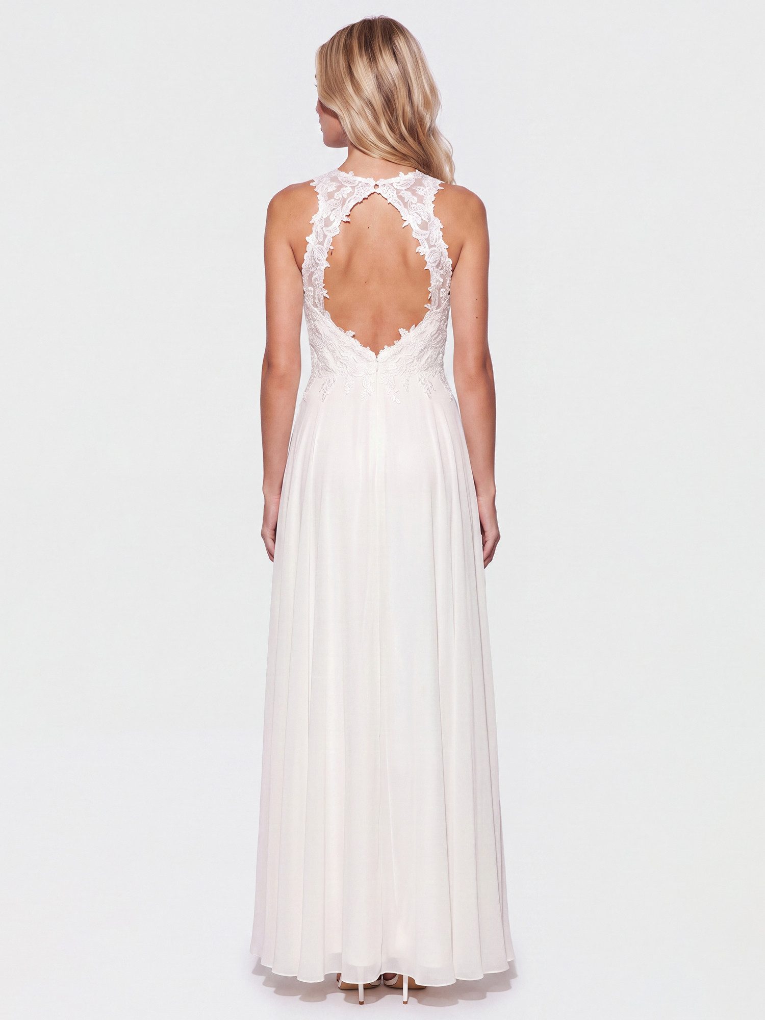 Apart Abendkleid mit floraler Spitze und Chiffon – Bild 3 von 5
