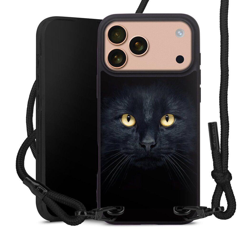 DeinDesign Handyhülle Katze Auge schwarz Tom Cat, Apple iPhone 17 Pro Max Premium Handykette Hülle mit Band