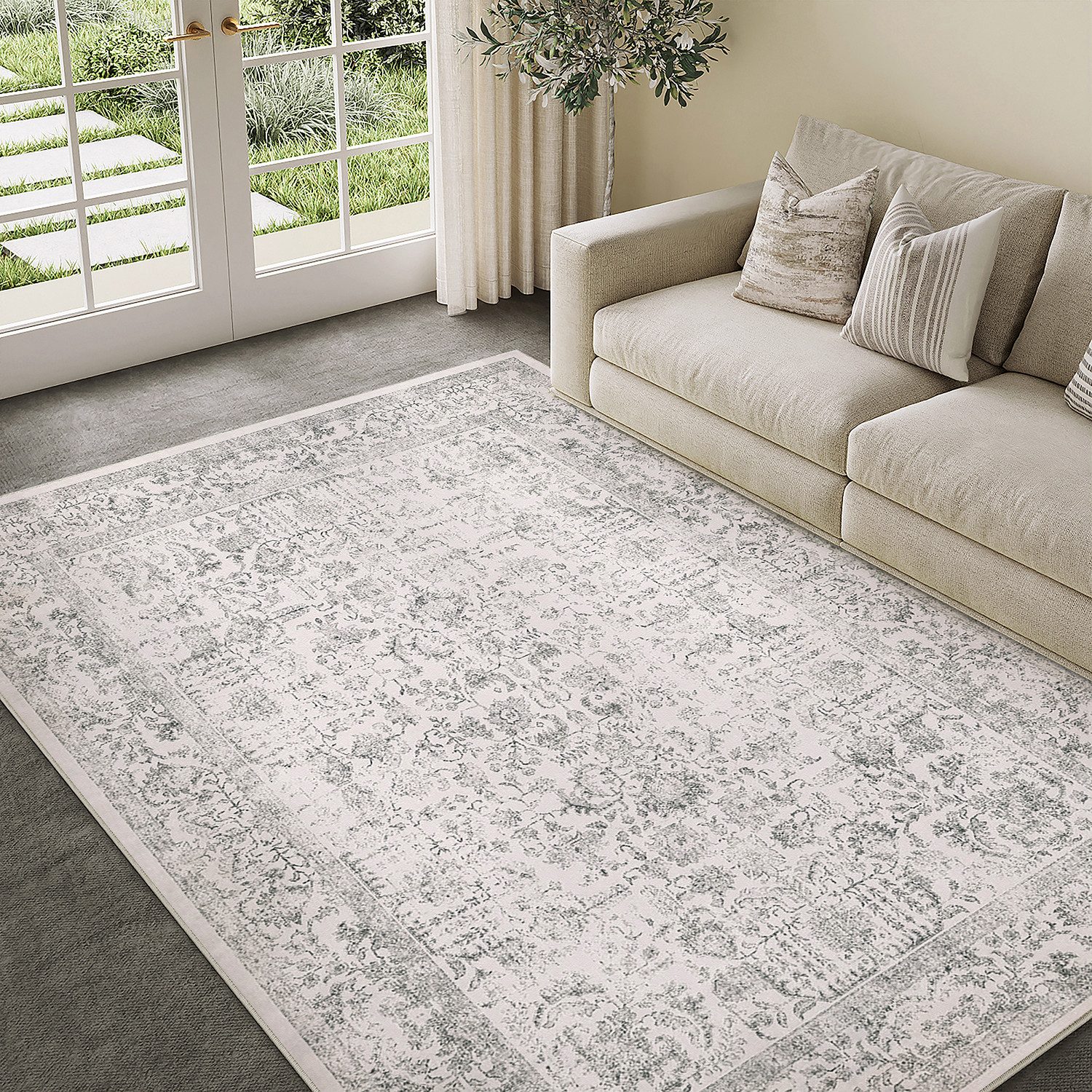 PURECOZY Teppich kurzflor, Wohnzimmerteppich, rutschfester Teppich, Vintage-Stil, rechteckig, Höhe: 6.1 mm, geeignet für verschiedene Innenräume, 230x160cm