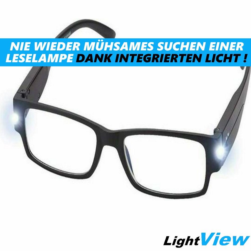 Leselicht, Dioptrien Lesehilfe Unisex LED 1 Blaulichtfilter Lesebrille LightView mit Schwarz Licht 2 MAVURA Brille Lesebrille 3