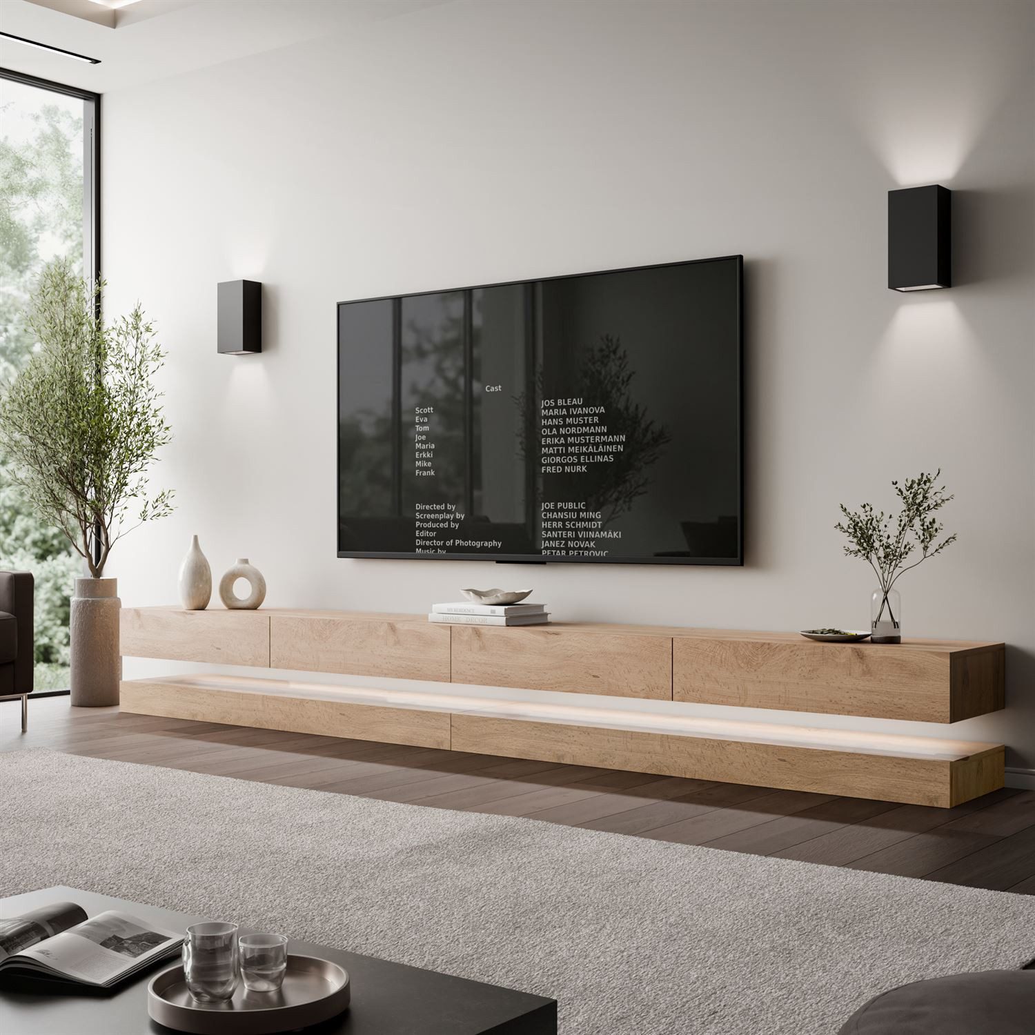 Lookway TV-Schrank SKY 280 cm mit LED-Beleuchtung (2x Tv-Schrank) 280x34x25 cm – Bild 2 von 5