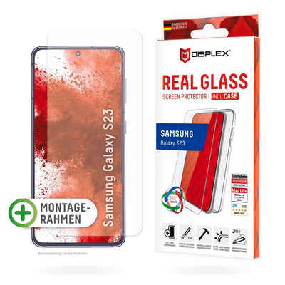 Displex Real Glass + Case - Samsung Galaxy S23 für Samsung Galaxy S23, Displayschutzglas, Displayschutzfolie Displayschutz Rundumschutz 360 Grad splitterfest