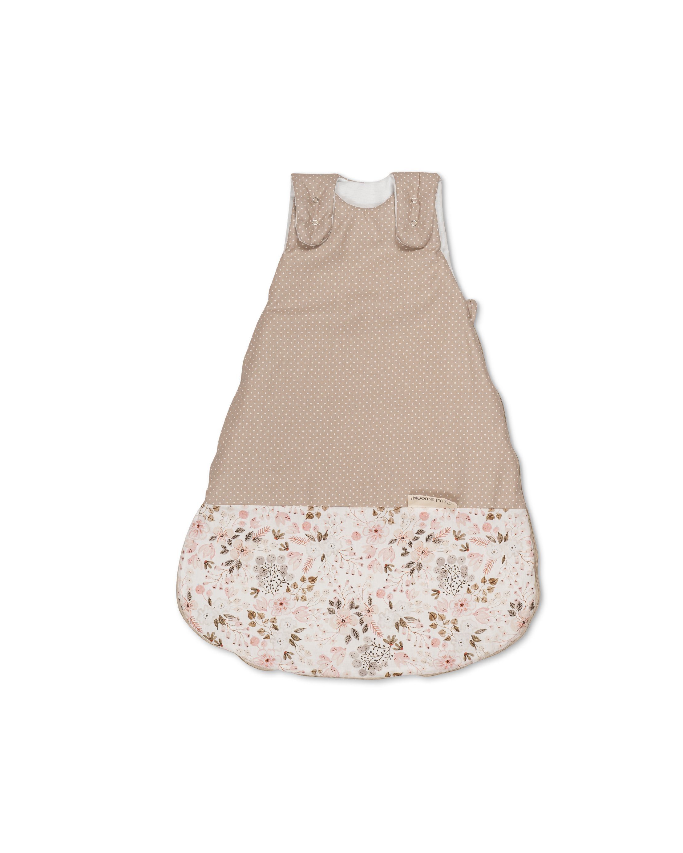 ULLENBOOM ® Babyschlafsack Baby Schlafsack Sommer 56/62 (0 bis 4 Monate) Rosa Blüten (Made in EU), Mitwachsender Schlafsack für Sommer, Für Mädchen und Jungs