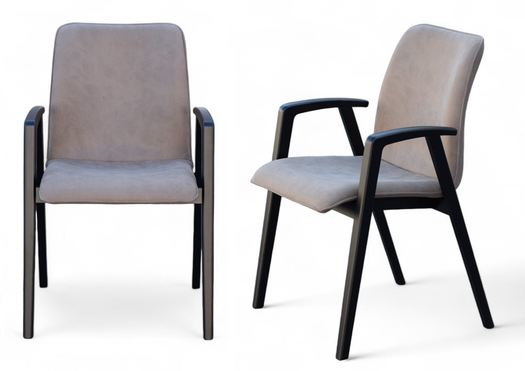 OTTO home Armlehnstuhl Loreen Esszimmerstuhl, Polsterstuhl, Wohnstuhl, Essstuhl mit Armlehnen (Set, 2 St), Massivholzgestell und Armlehnen, stilvoll, bequem, Designstuhl