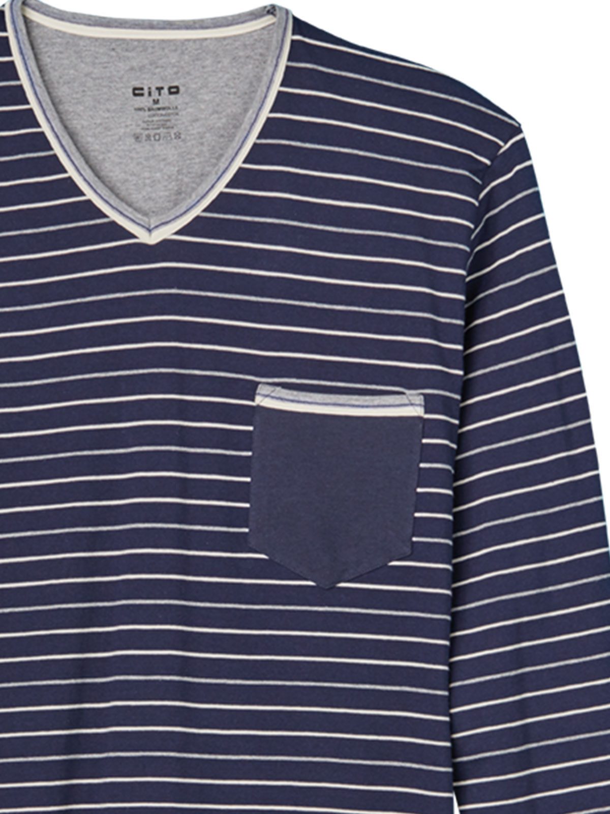 CiTO T-Shirt Herren Pyjama Oberteil lang pure cotton (Stück, 1-tlg) - günstig online kaufen