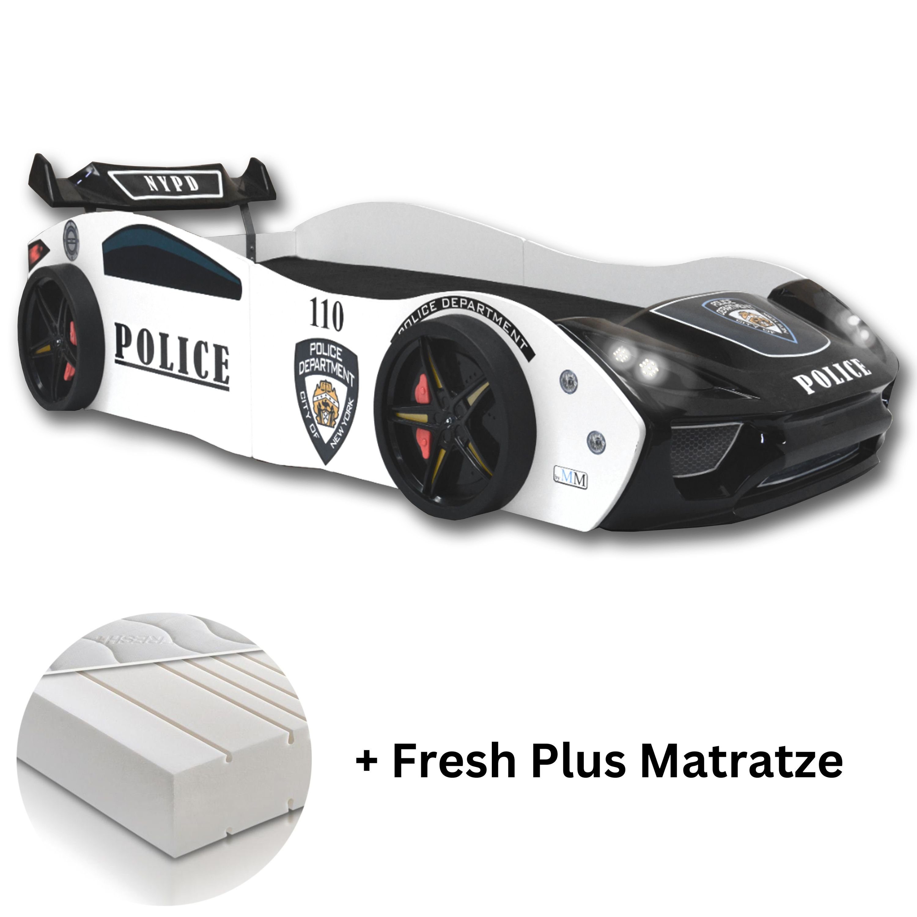 Aileenstore Autobett Police (inkl. Lattenrost LED günstig online kaufen