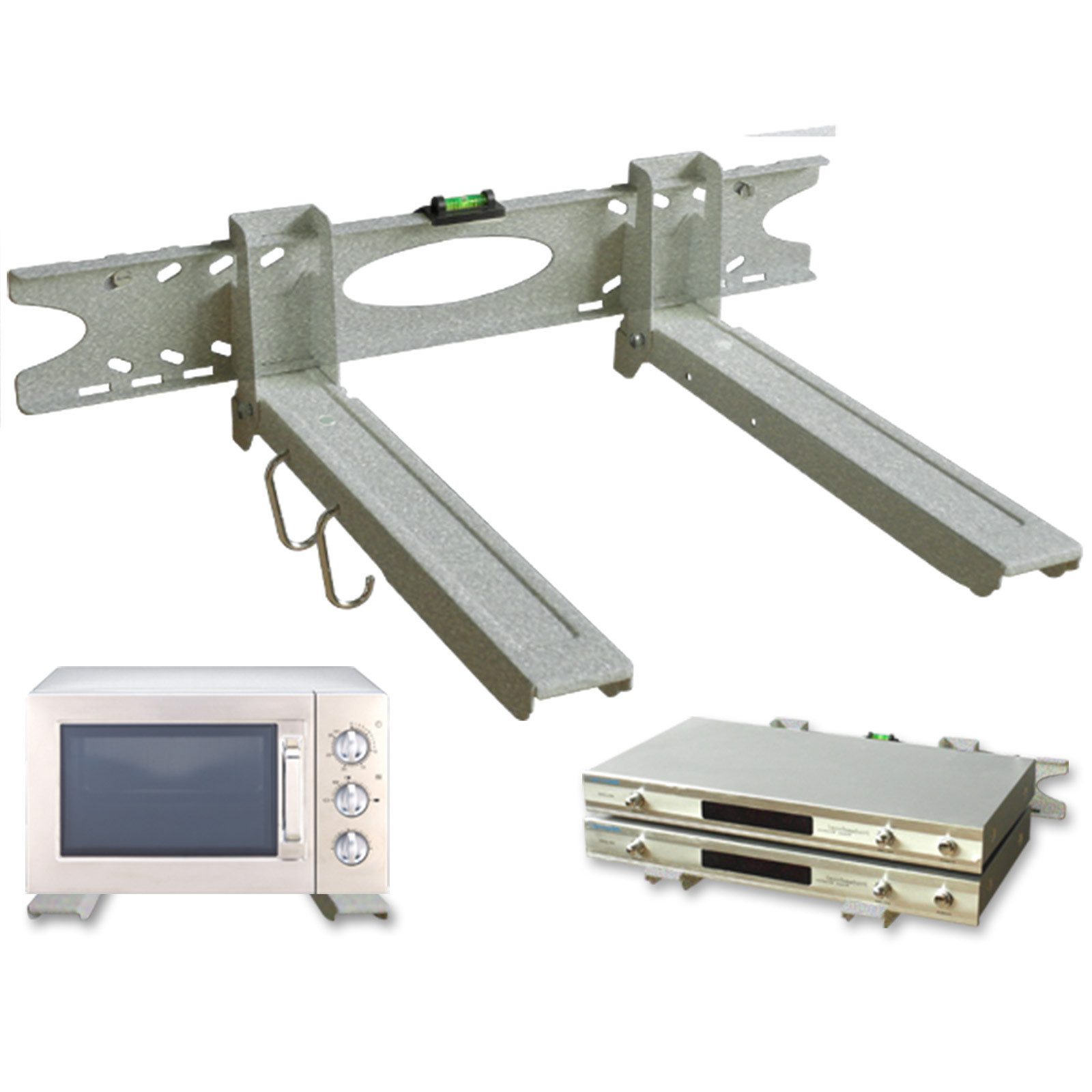 Drall Instruments Mikrowellen-Wandhalterung H75S, (1-tlg., Universal Mikrowellenhalter für Mikrowele, Backofen, Mini-Ofen, silber)