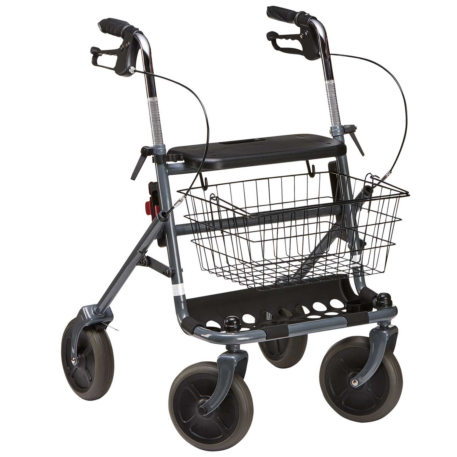 Dietz GmbH Rollator Dietz FAKTO+ Standardrollator faltbar grau mit Korb, Pannensichere PU-Bereifung, Tablett, Korb und Stockhalter