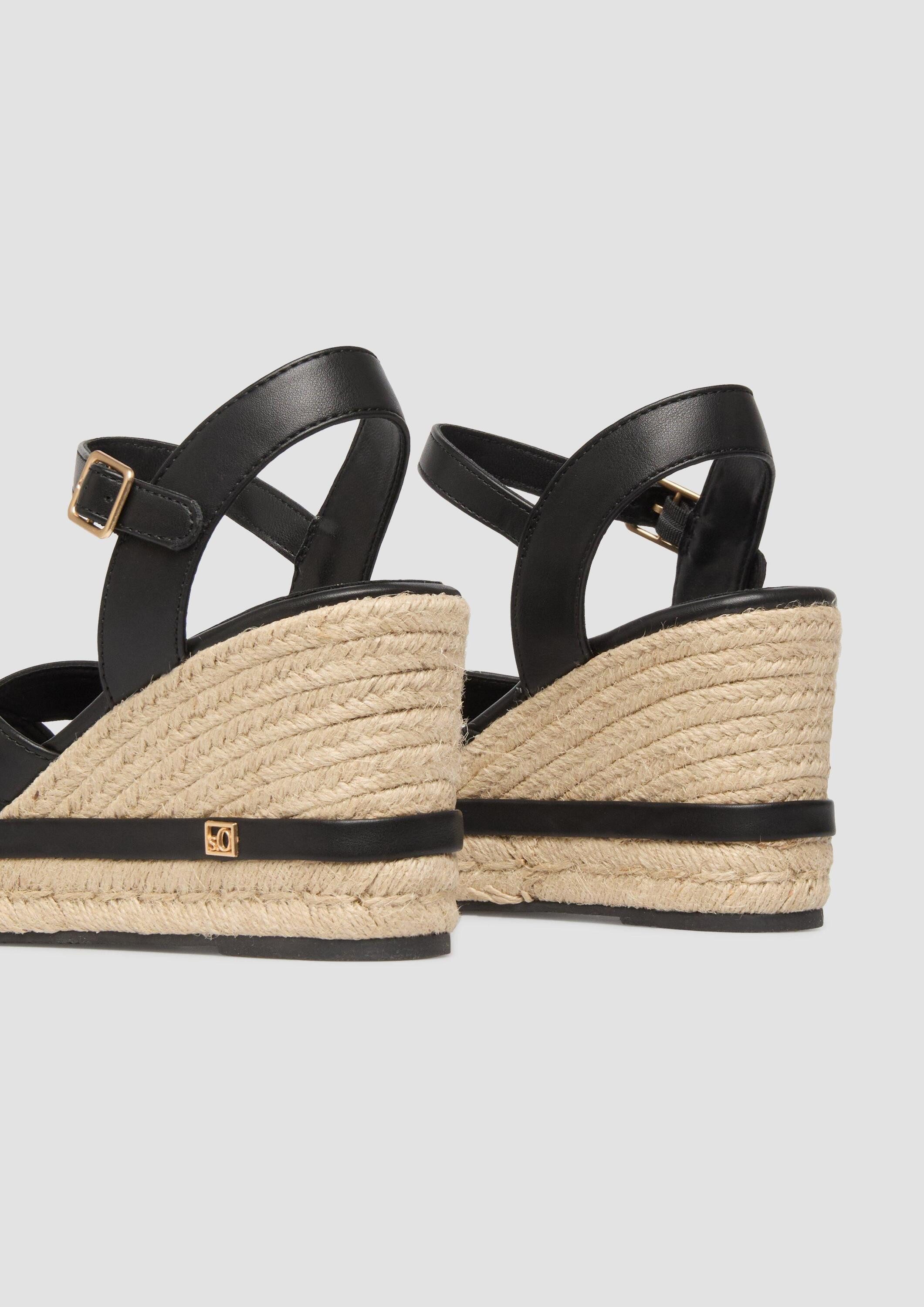 s.Oliver Sandalen Sandale Sandaletten mit Keilabsatz in Bast-Optik