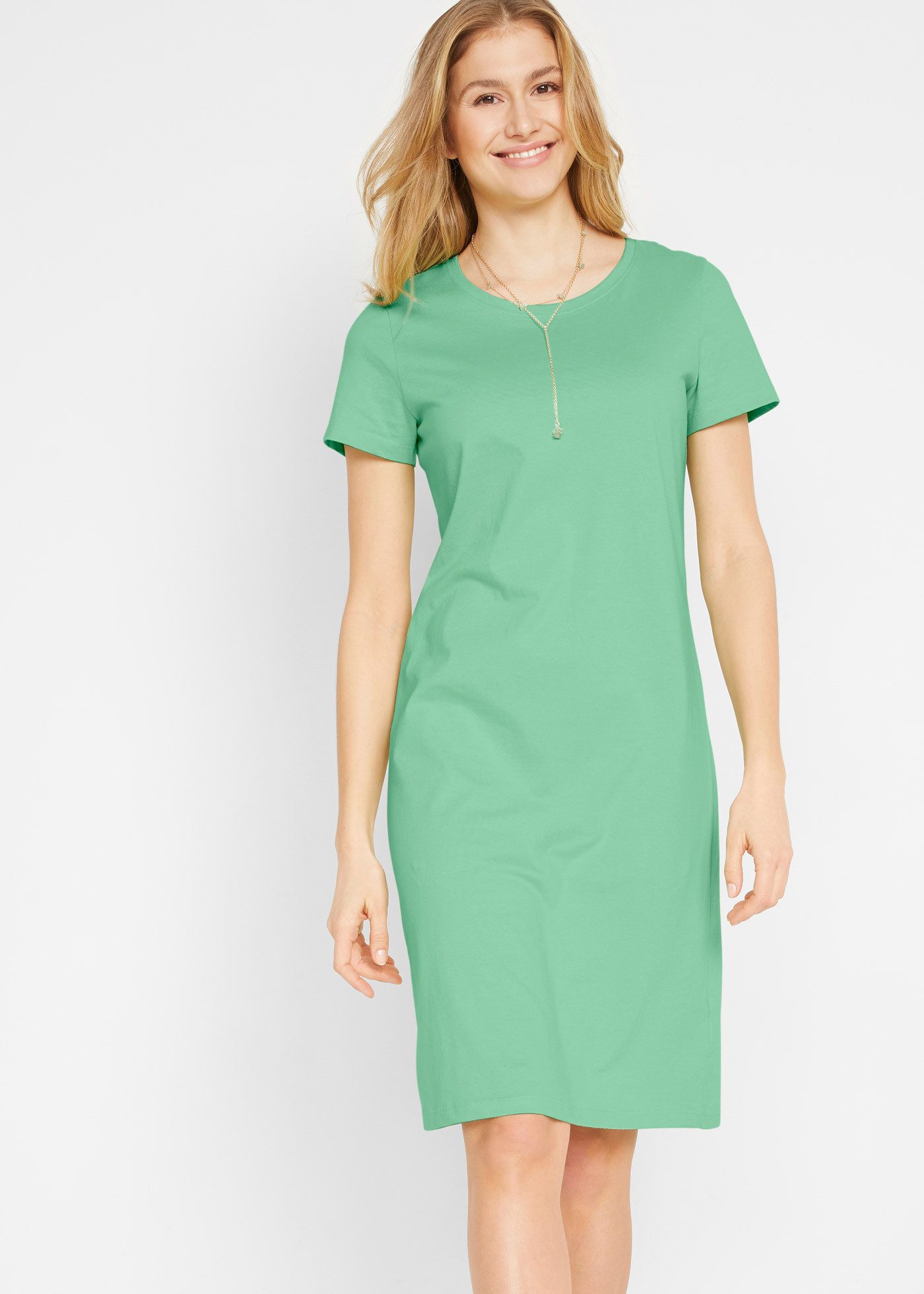 bonprix Jerseykleid (Packung, 2-tlg) mit Rundhalsausschnitt und Kurzarm