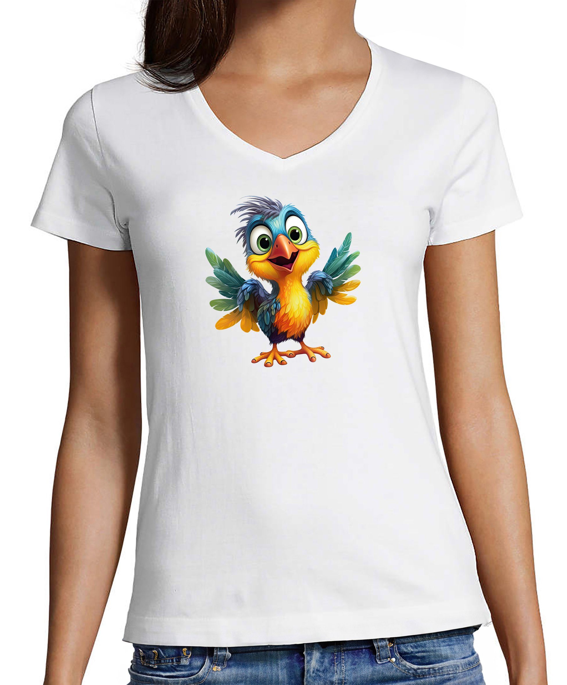T-Shirt Damen Wildtier Print Shirt - Baby Paradies Vogel