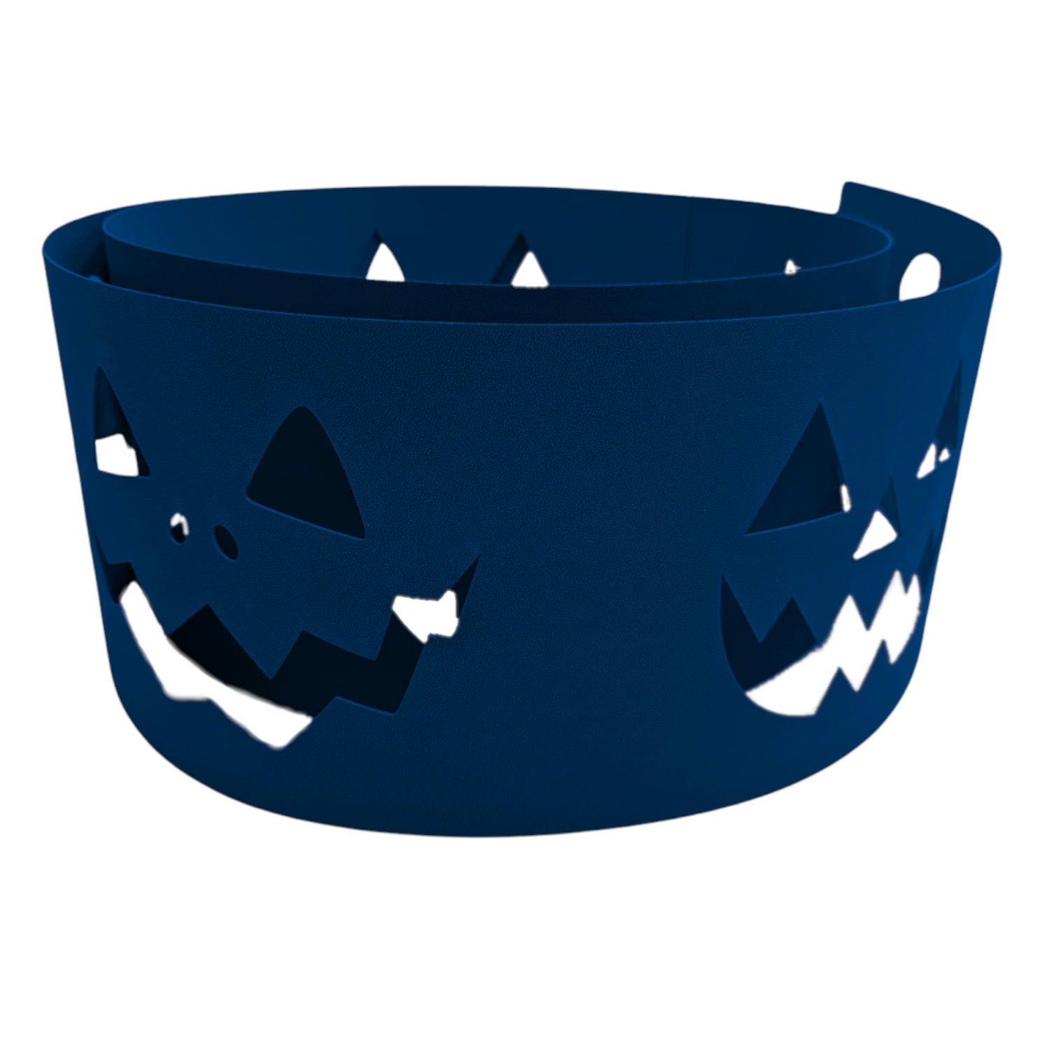 zaunzu Sichtschutzstreifen Halloween "Jack O" – Gruselige Kürbisfratzen Enzianblau, (1x Einzelstreifen, für Doppelstabmattenzaun), 5 Jahre garantierte Farbechtheit