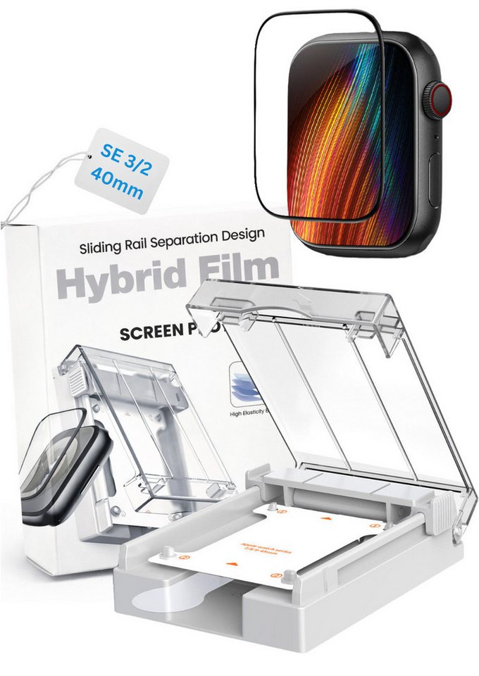 RUHE Displayschutzfolie für Apple Watch Displayschutz Schutzfolie Serie 9/8/7/SE3/SE2/SE/6/5/4 für Apple Watch SE3/2 - 40mm, Packung, 1 Stück, Staub- & Blasenfrei HD TPU Folie Volle Abdeckung Einfache Installation