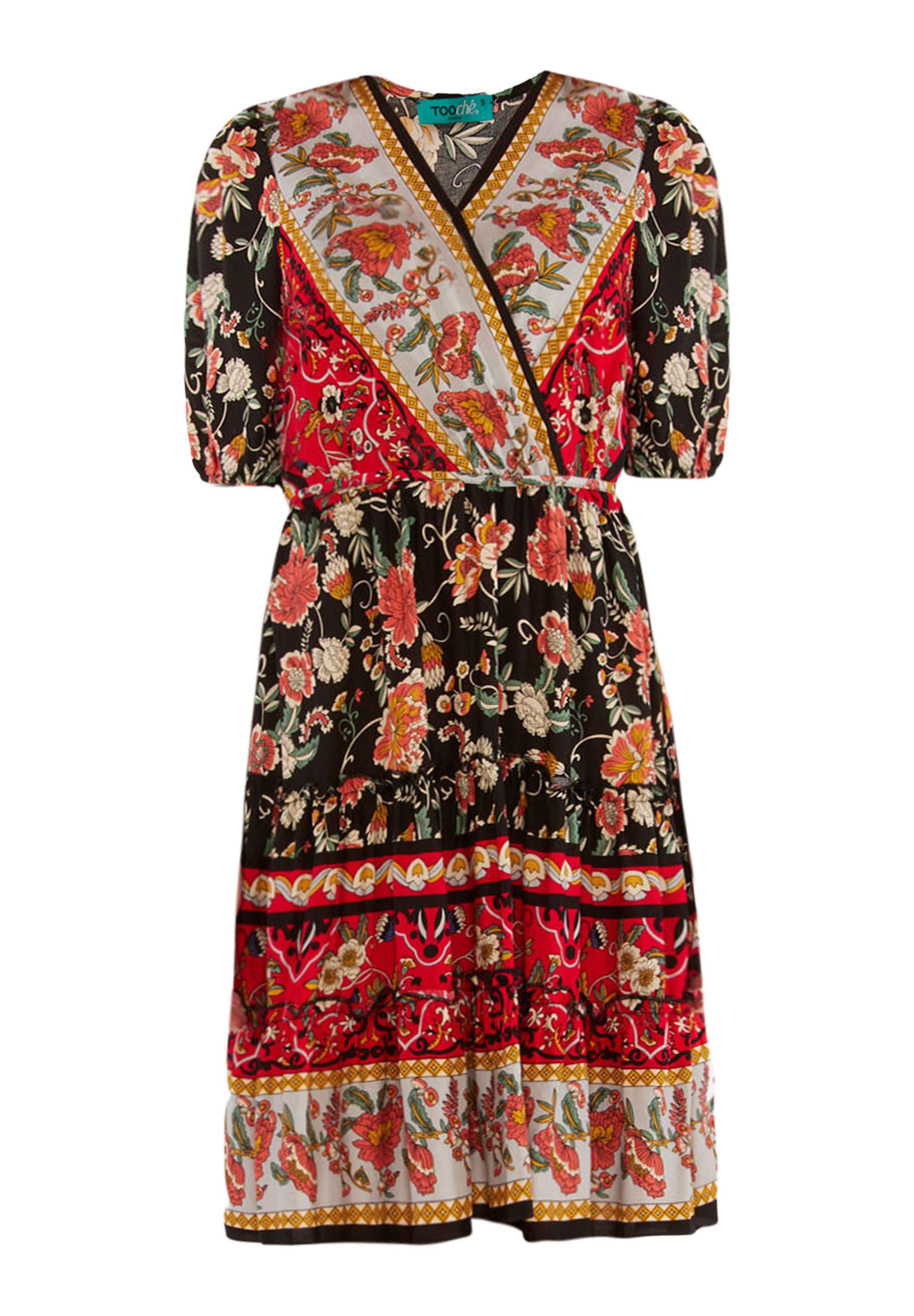 Tooche Jerseykleid Kleid "Schwarz/Rot Flower" (keine Angabe, 1-tlg)