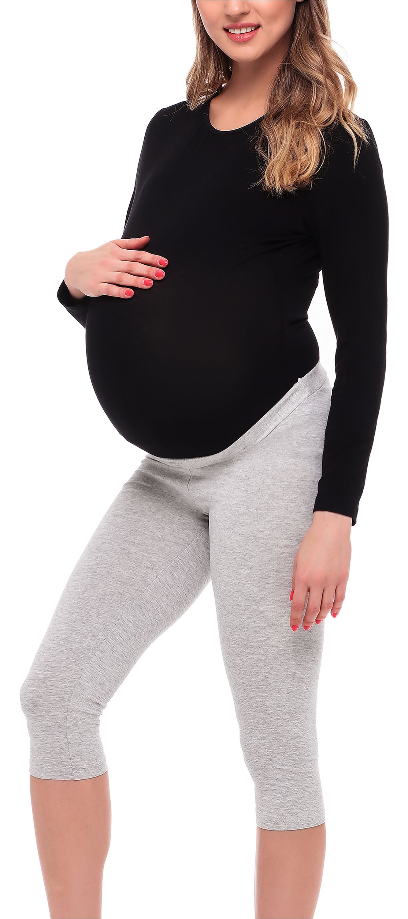 Be Mammy Umstandsleggings 3/4 Umstandsleggings aus Viskose BE20-254 (1-tlg) elastischer Bund